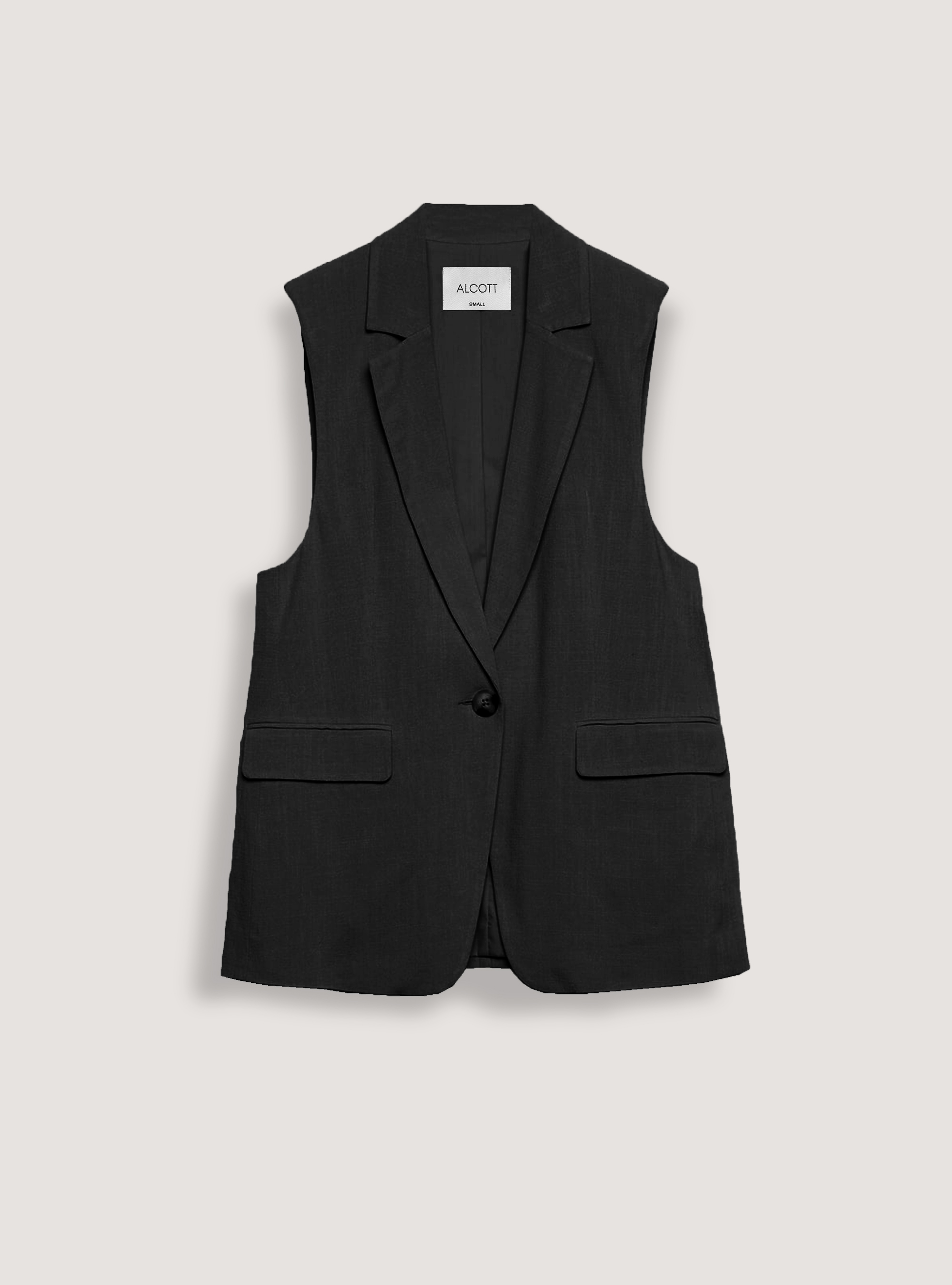 Vest with lapels and pockets, BK1 BLACK