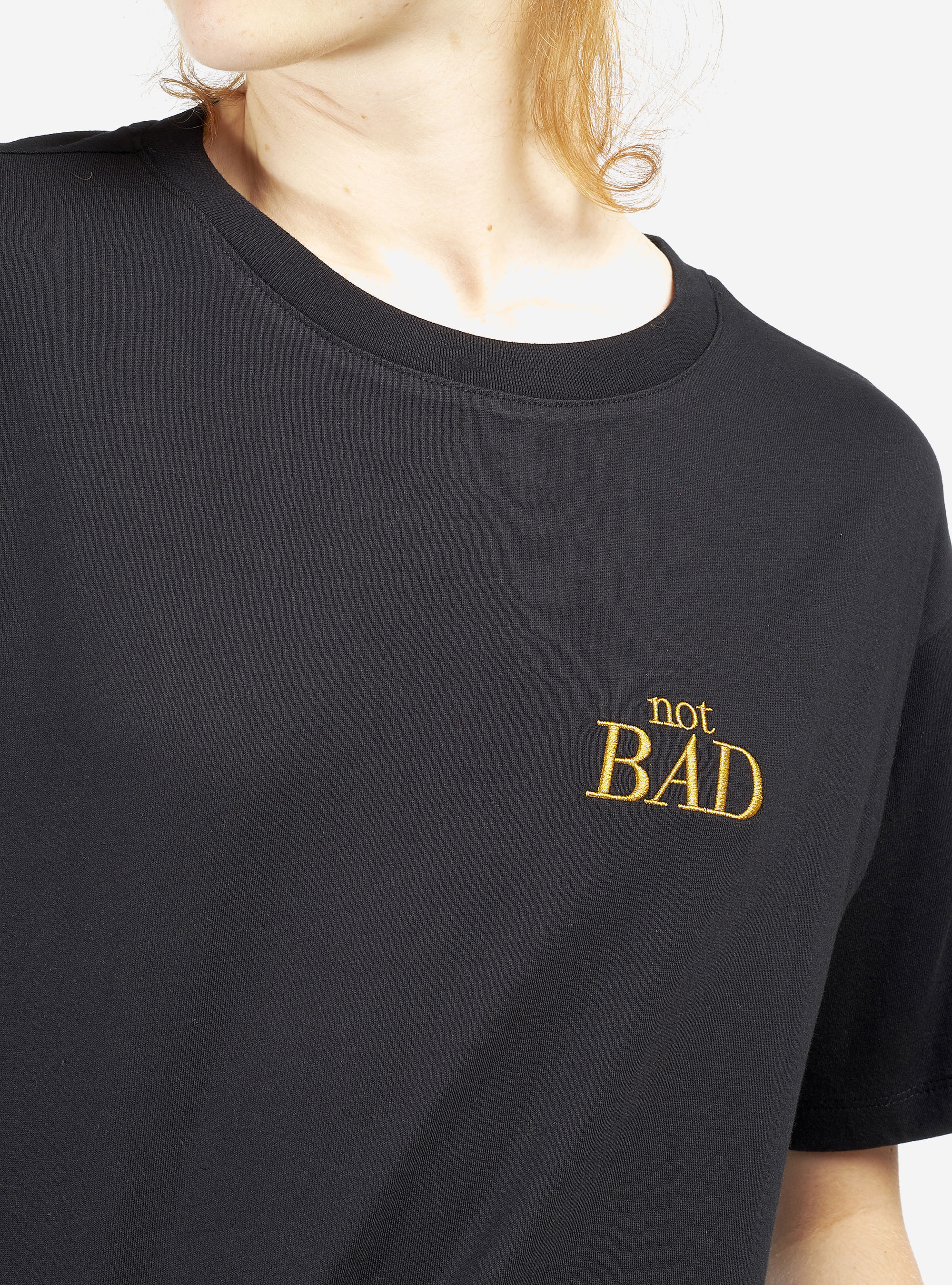 Maglietta cropped con scritta, NERO