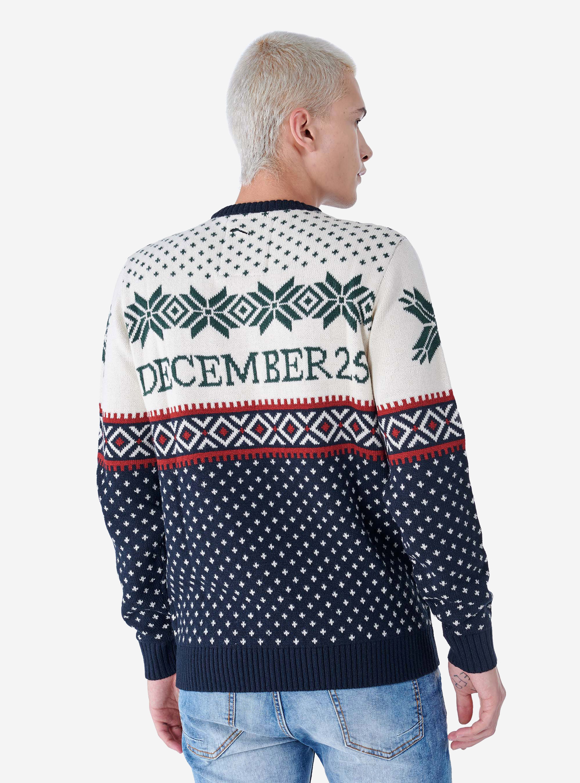 STRIPED ROUND NECK PULLOVER, C0009 OFF WHITE