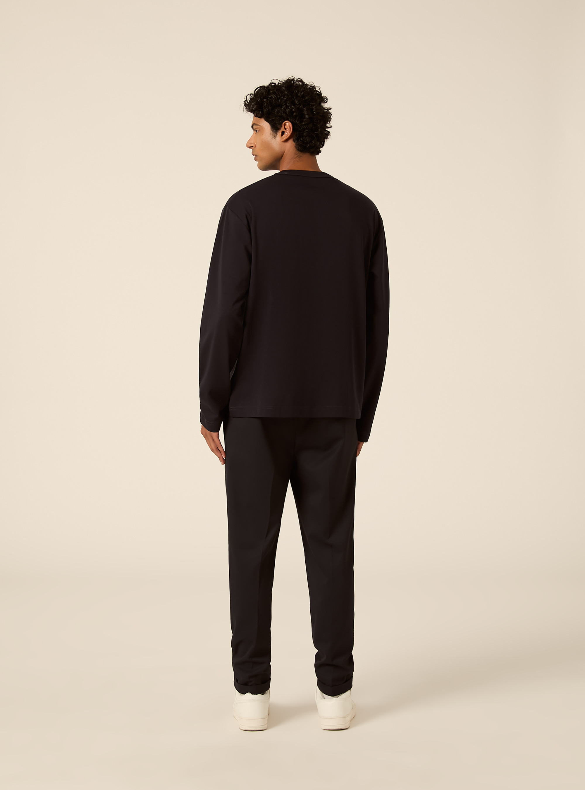 T-shirt a maniche lunghe in jersey interlock, NA1 NAVY DARK