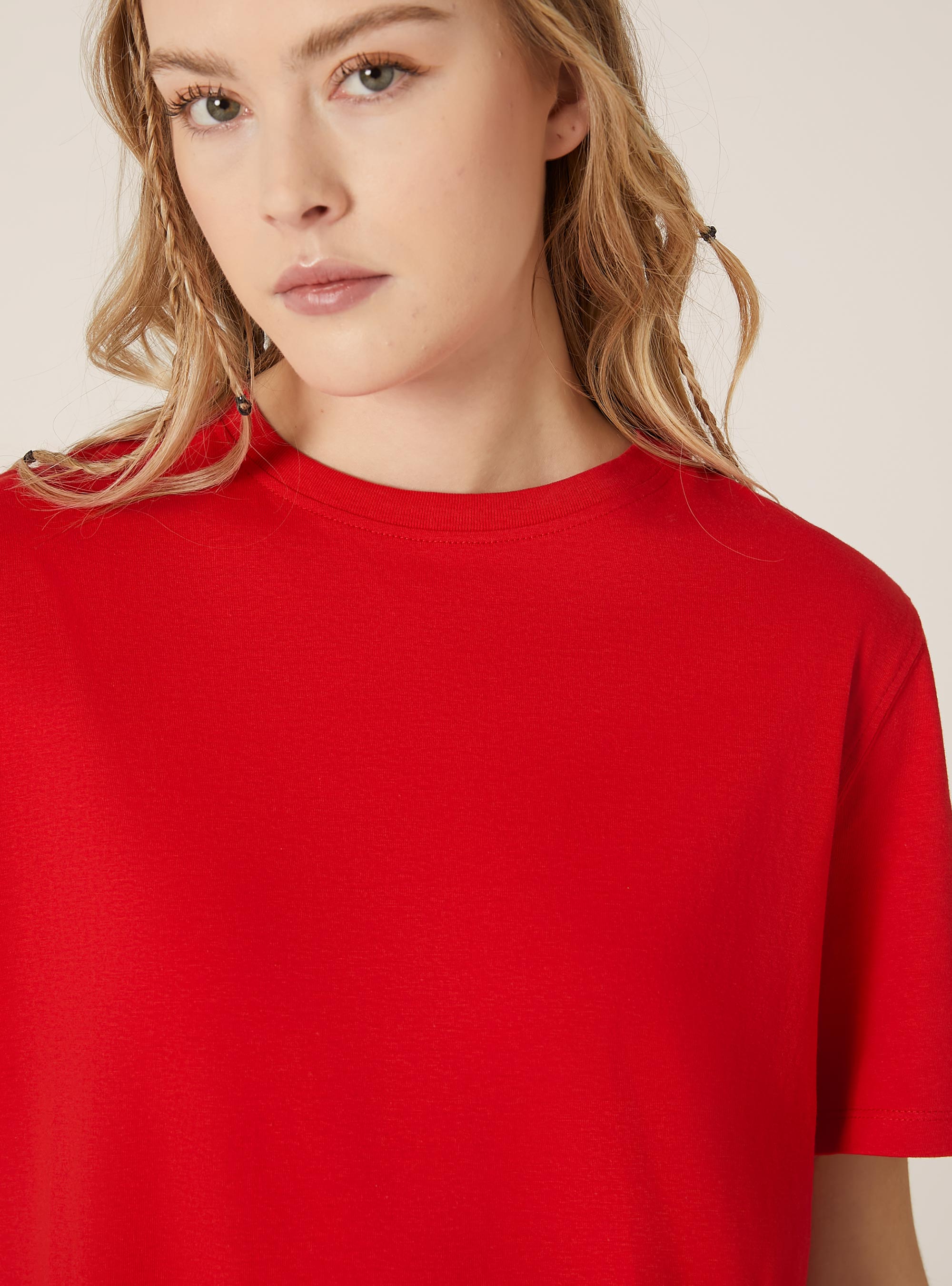 Camiseta de algodón con cuello redondo, RD2 RED MEDIUM