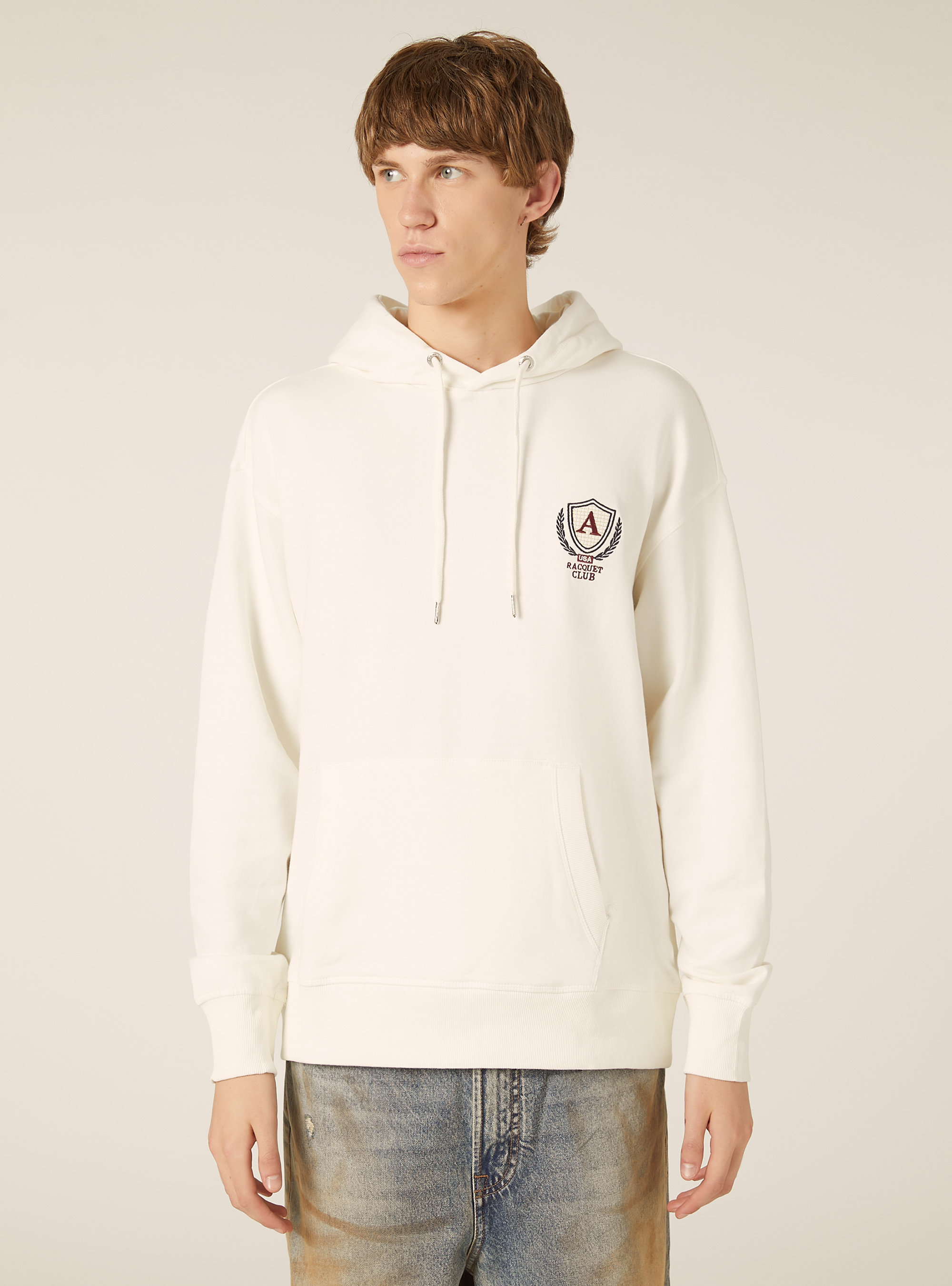 Hooded sweatshirt with cotton patch, C0020 OFF WHITE