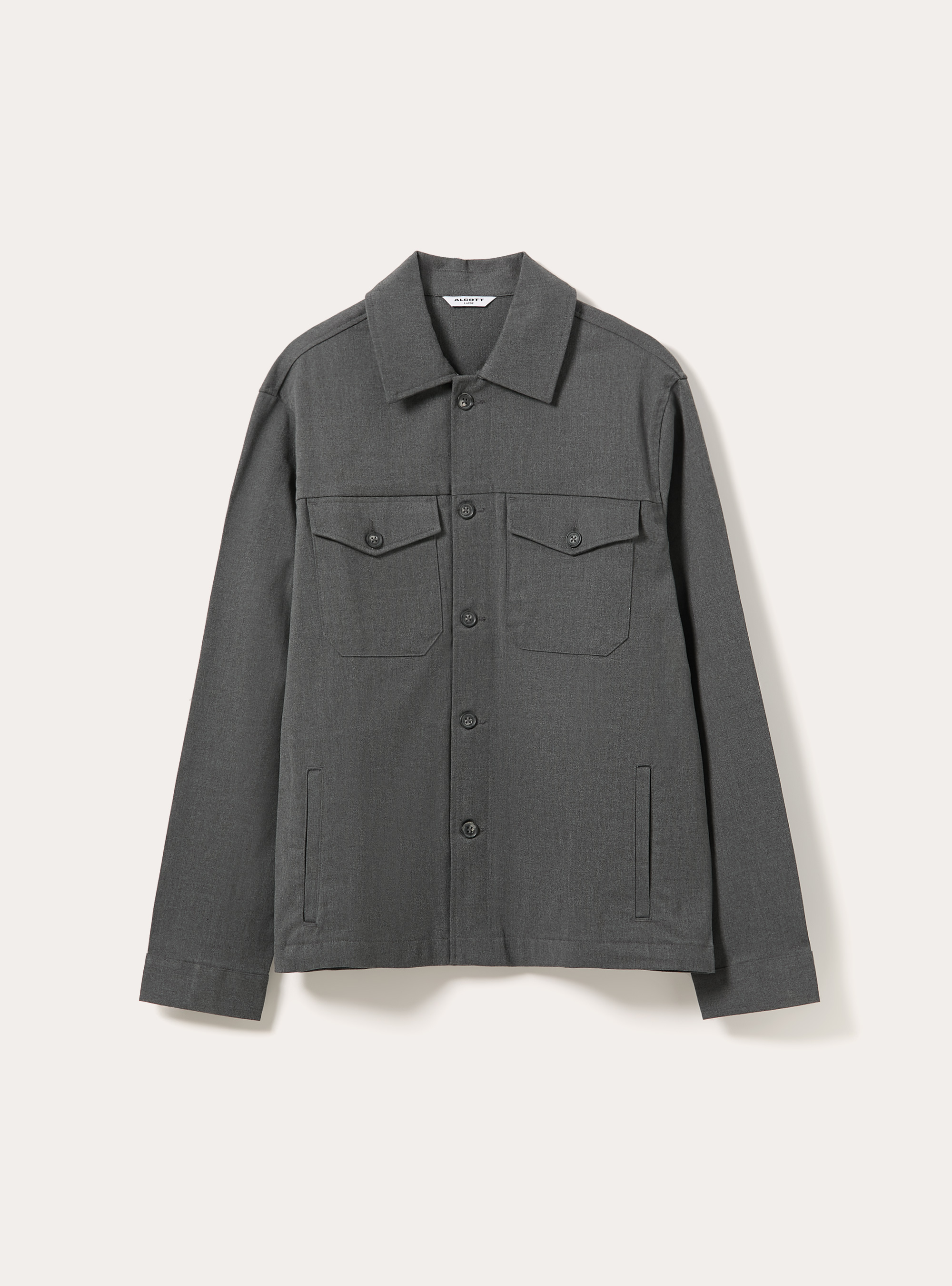 Shirt jacket with patch pockets, MGY1 GREY MEL DARK