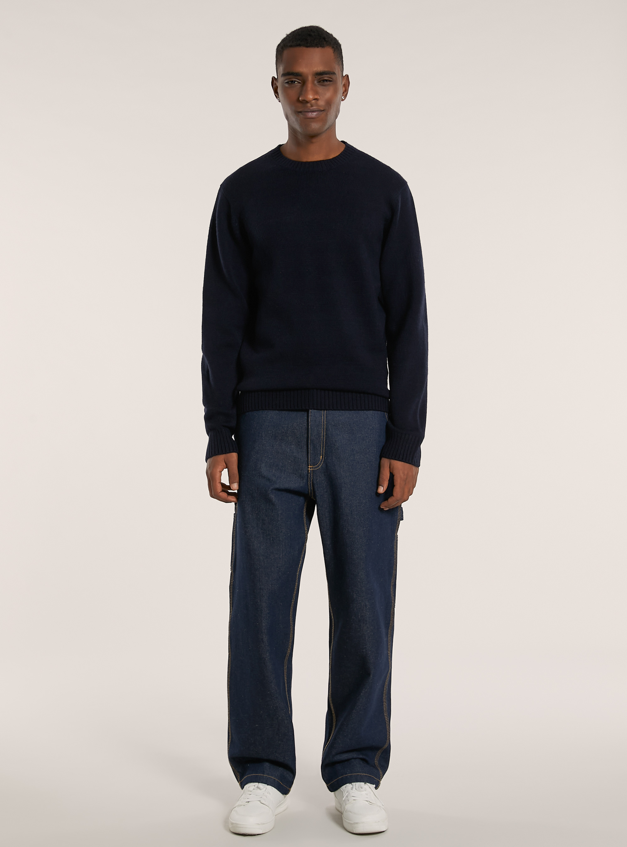 Cashmere like crew-neck pullover, NA2 NAVY MEDIUM