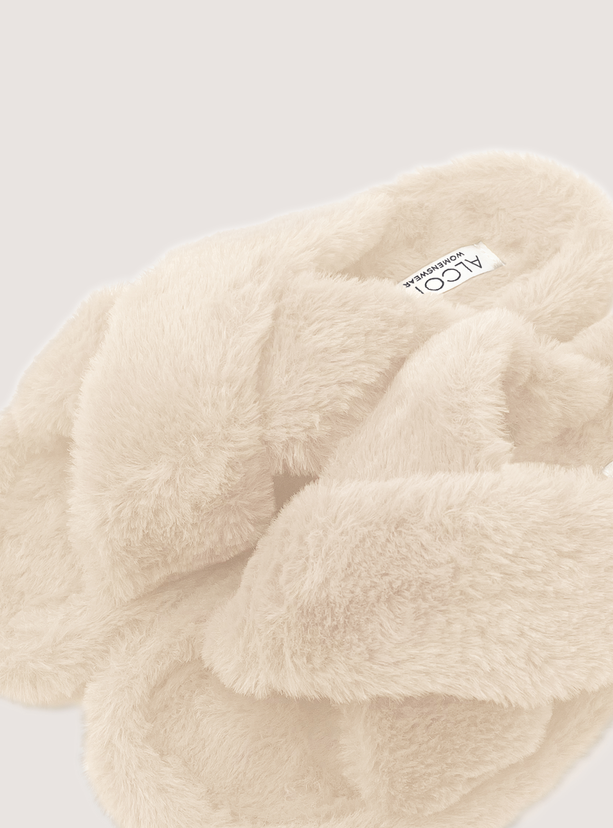 Faux fur slippers, BG1 BEIGE DARK