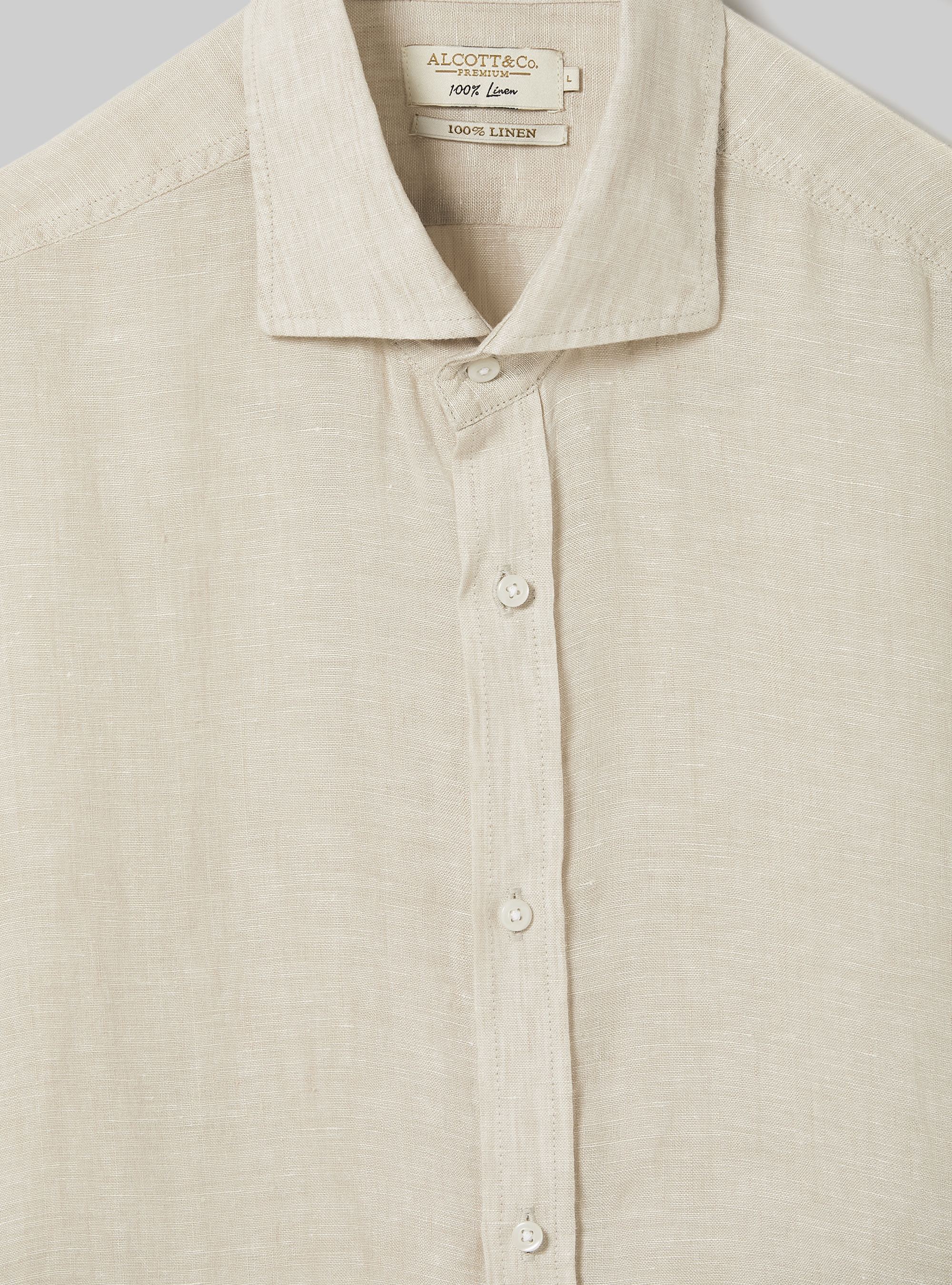 Camicia in puro lino a maniche lunghe, BG3 BEIGE LIGHT