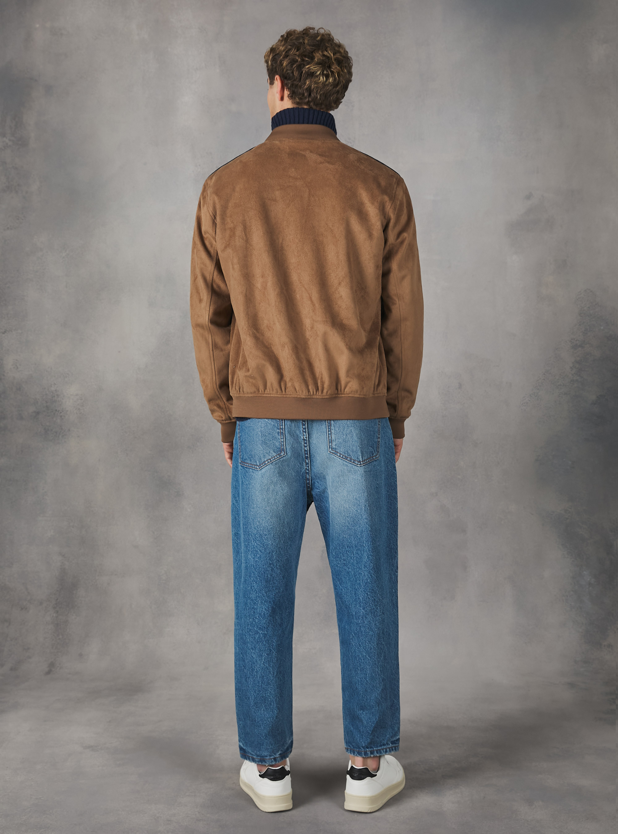 Jacket in faux suede, TOBACCO