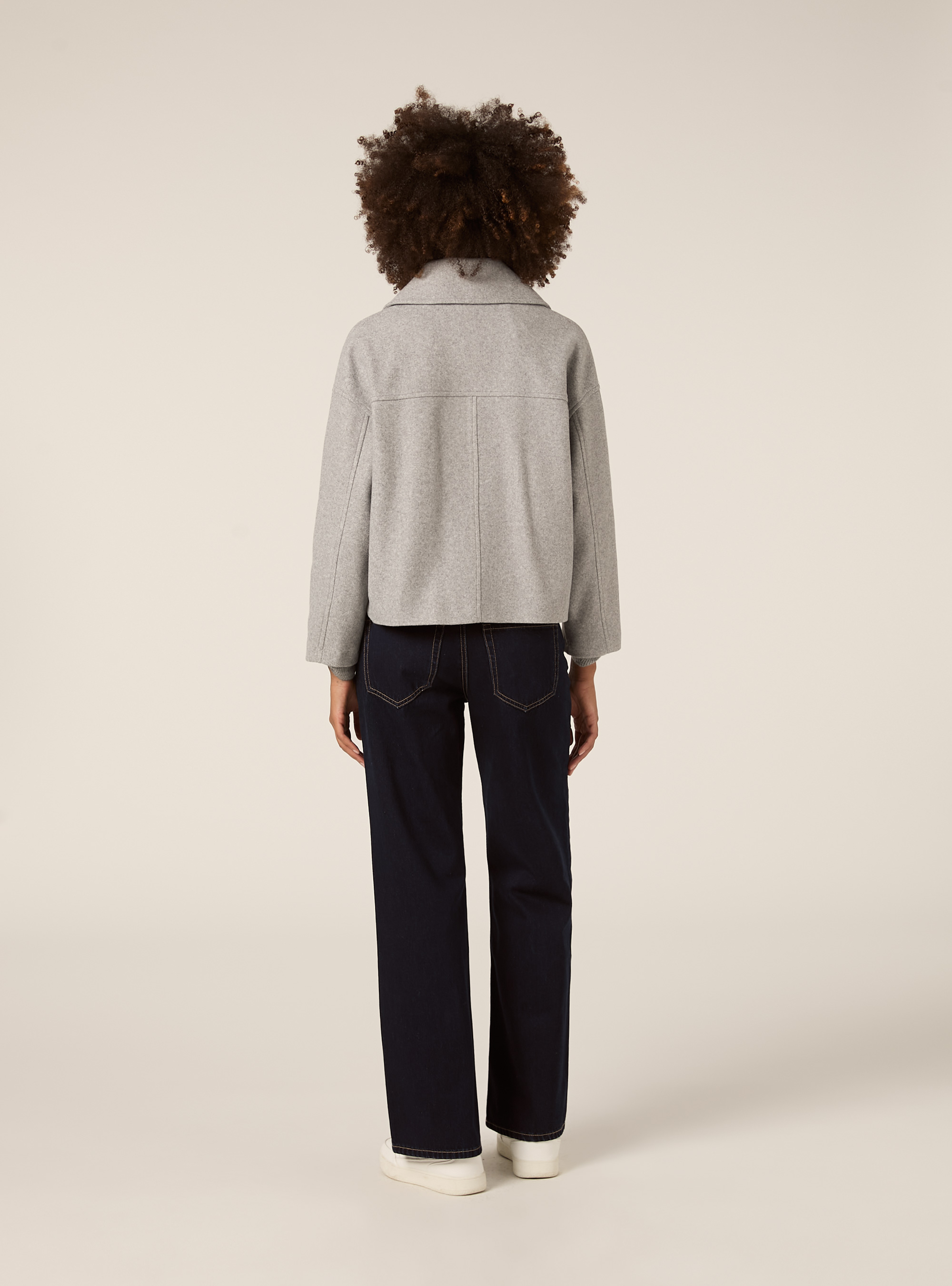 Short wool coat, MGY3 GREY MEL LIGHT