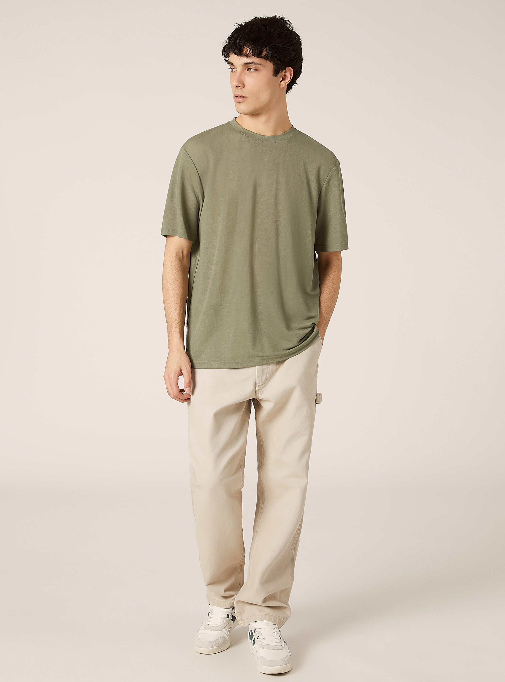 Boxy fit T-shirt with texture, KY2 KAKY MEDIUM