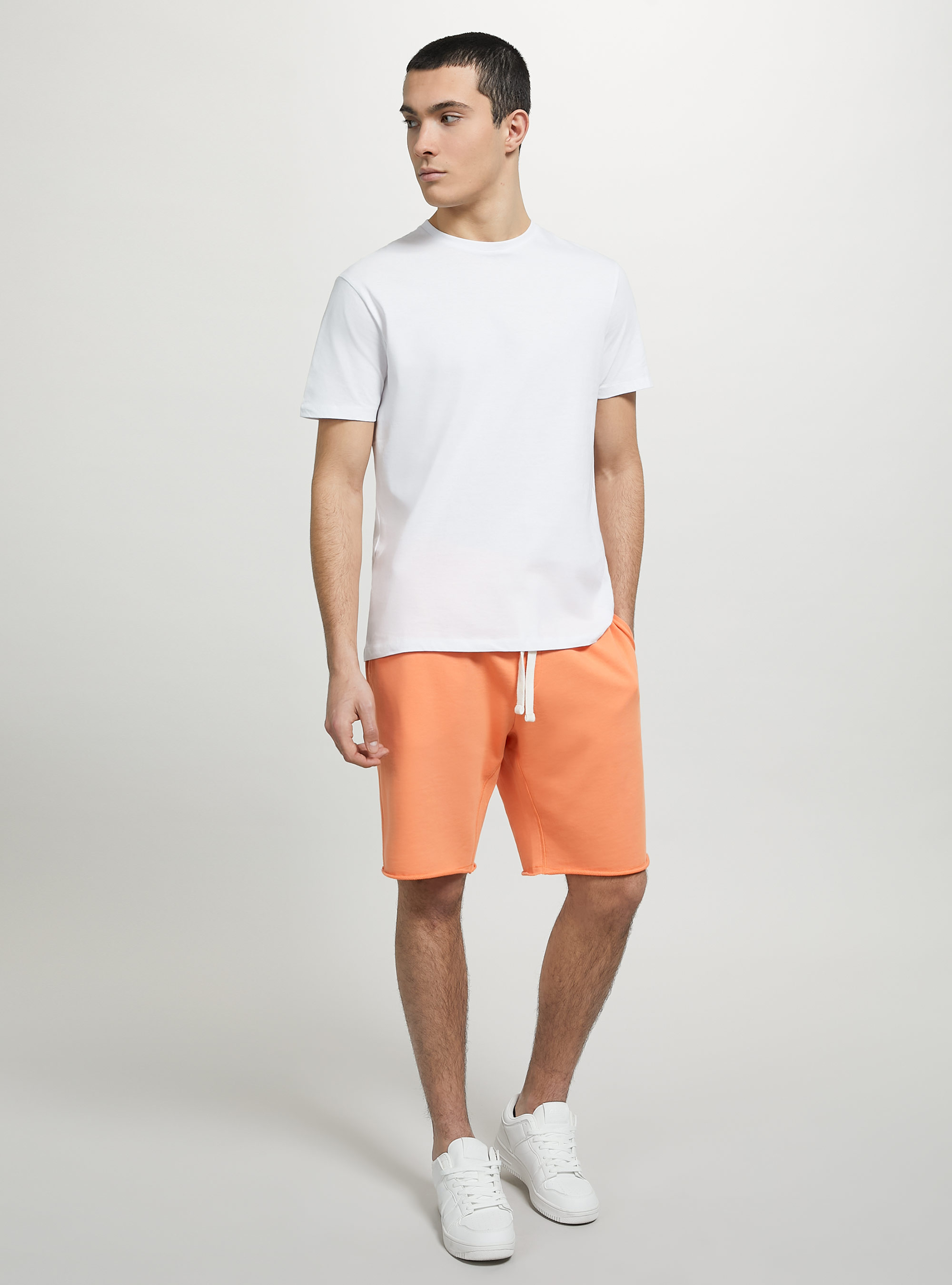Cotton jogger bermuda shorts, OR3 ORANGE LIGHT