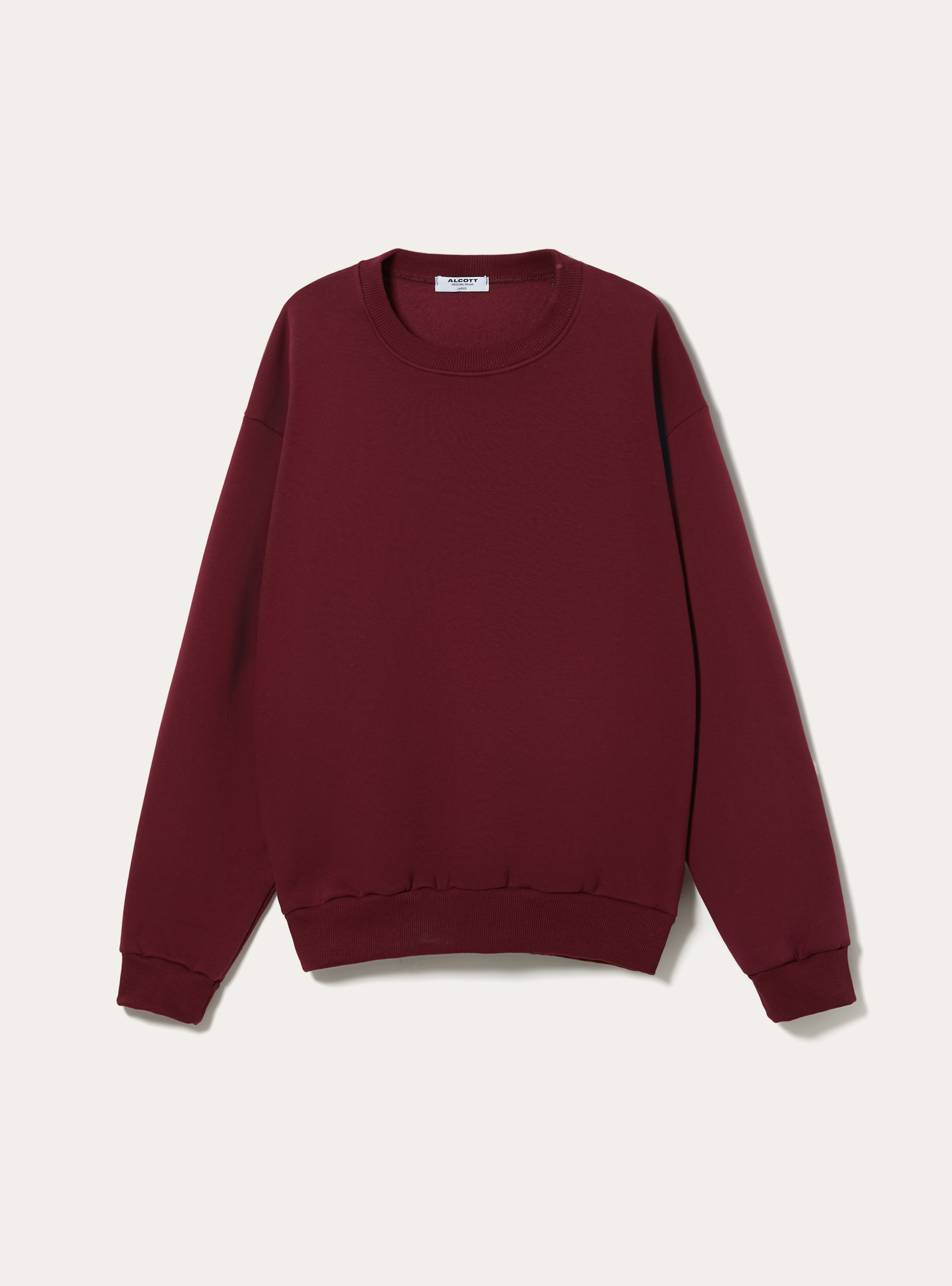 Sweatshirt mit Rundhalsausschnitt und enger Passform, BO1 BORDEAUX DARK