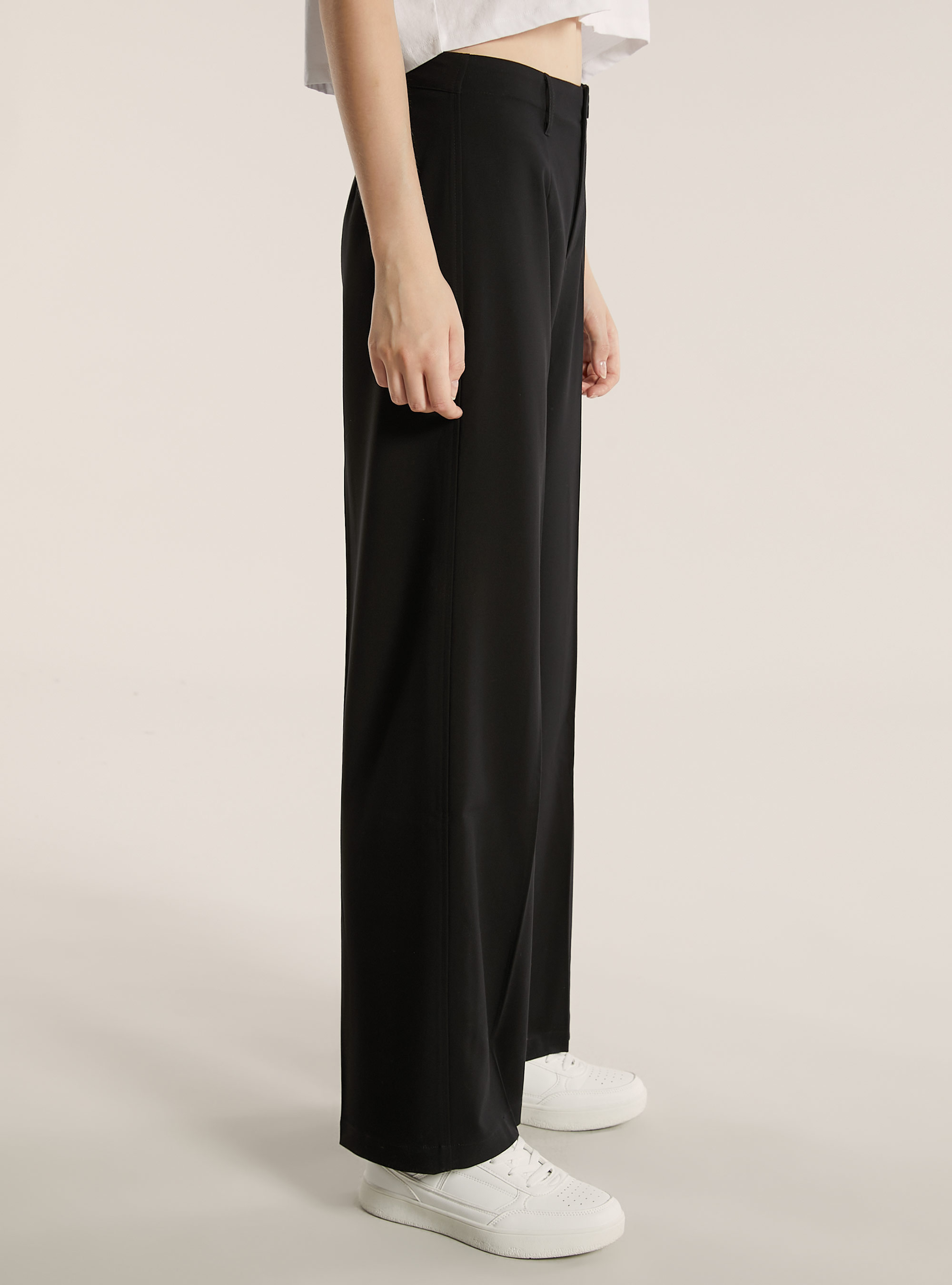 Straight leg wide leg tailored trousers, BK1 BLACK
