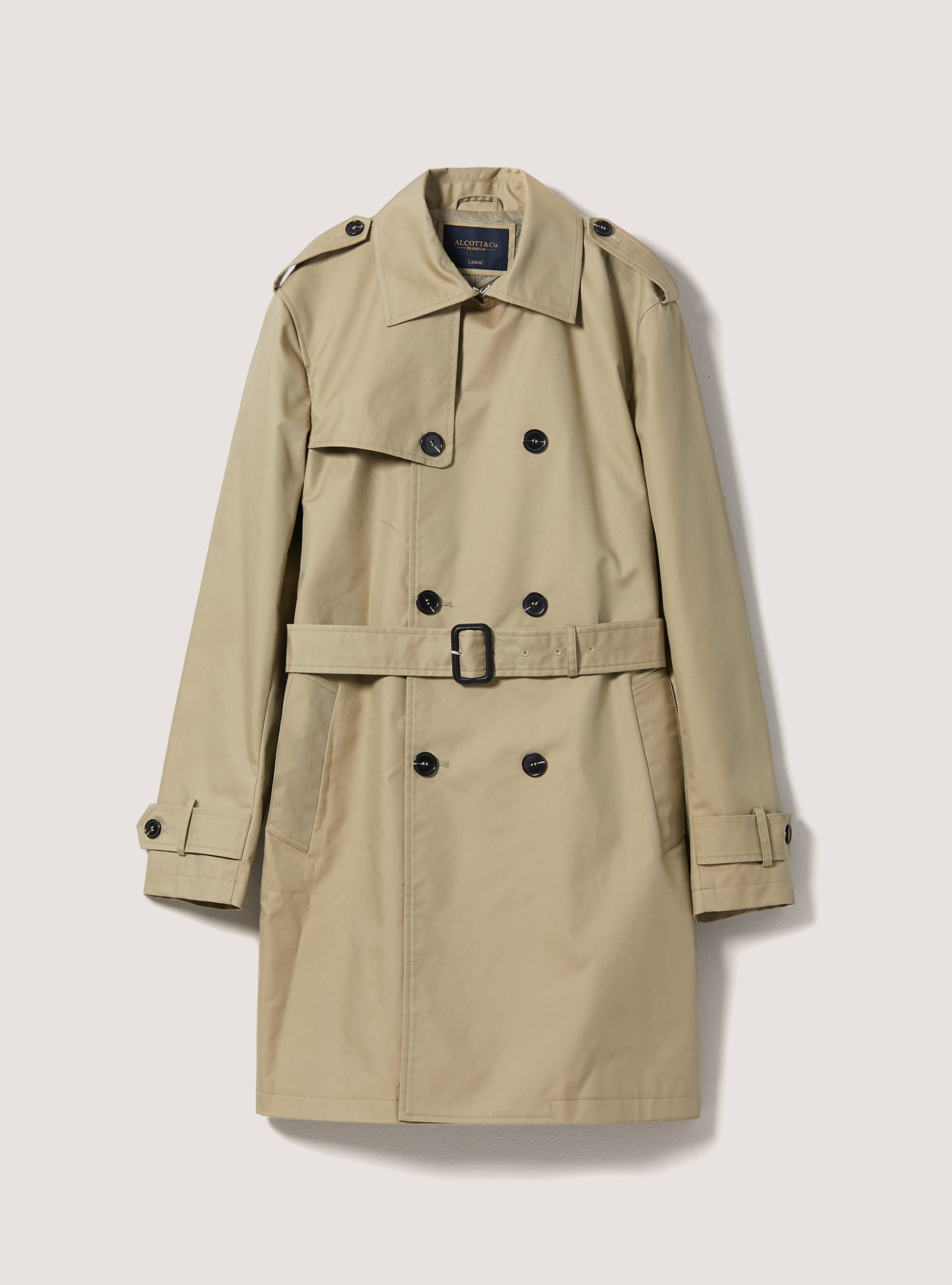 Double-breasted water repellent cotton-blend trench coat | Alcott | Men ...
