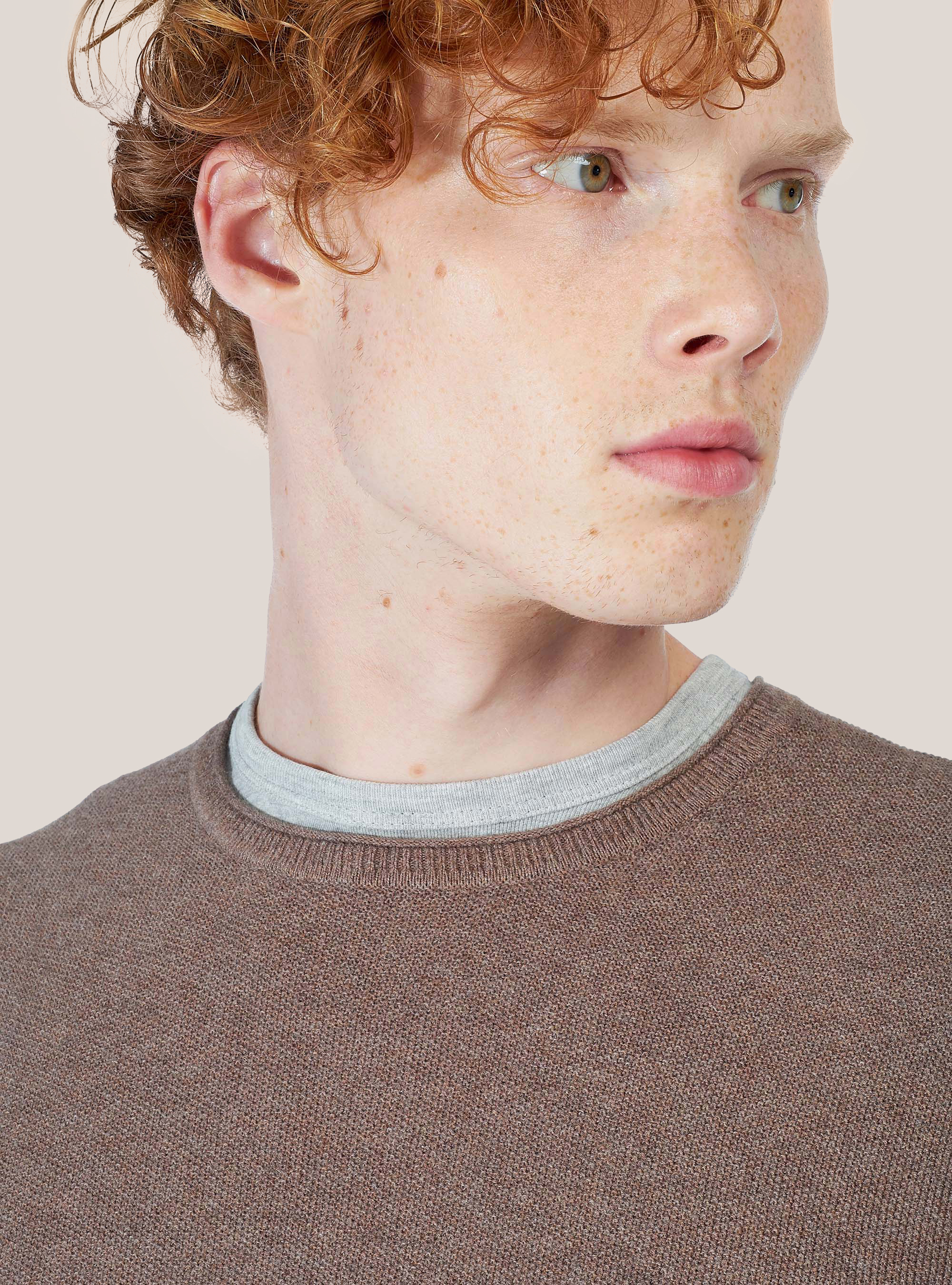 Maglia girocollo in misto cashmere, C567 SAND