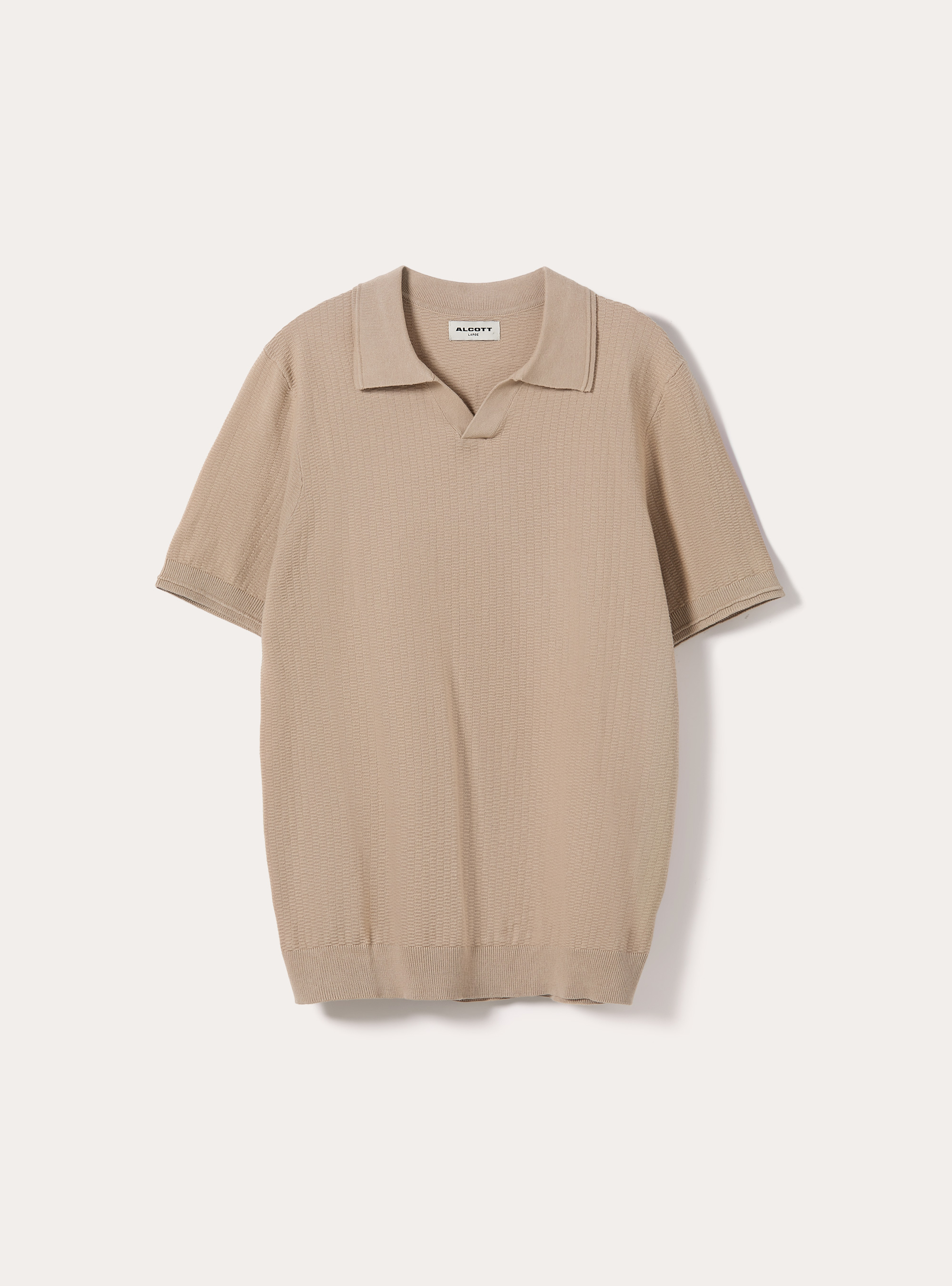 Polo derby in maglia in misto cotone, BG2 BEIGE MEDIUM