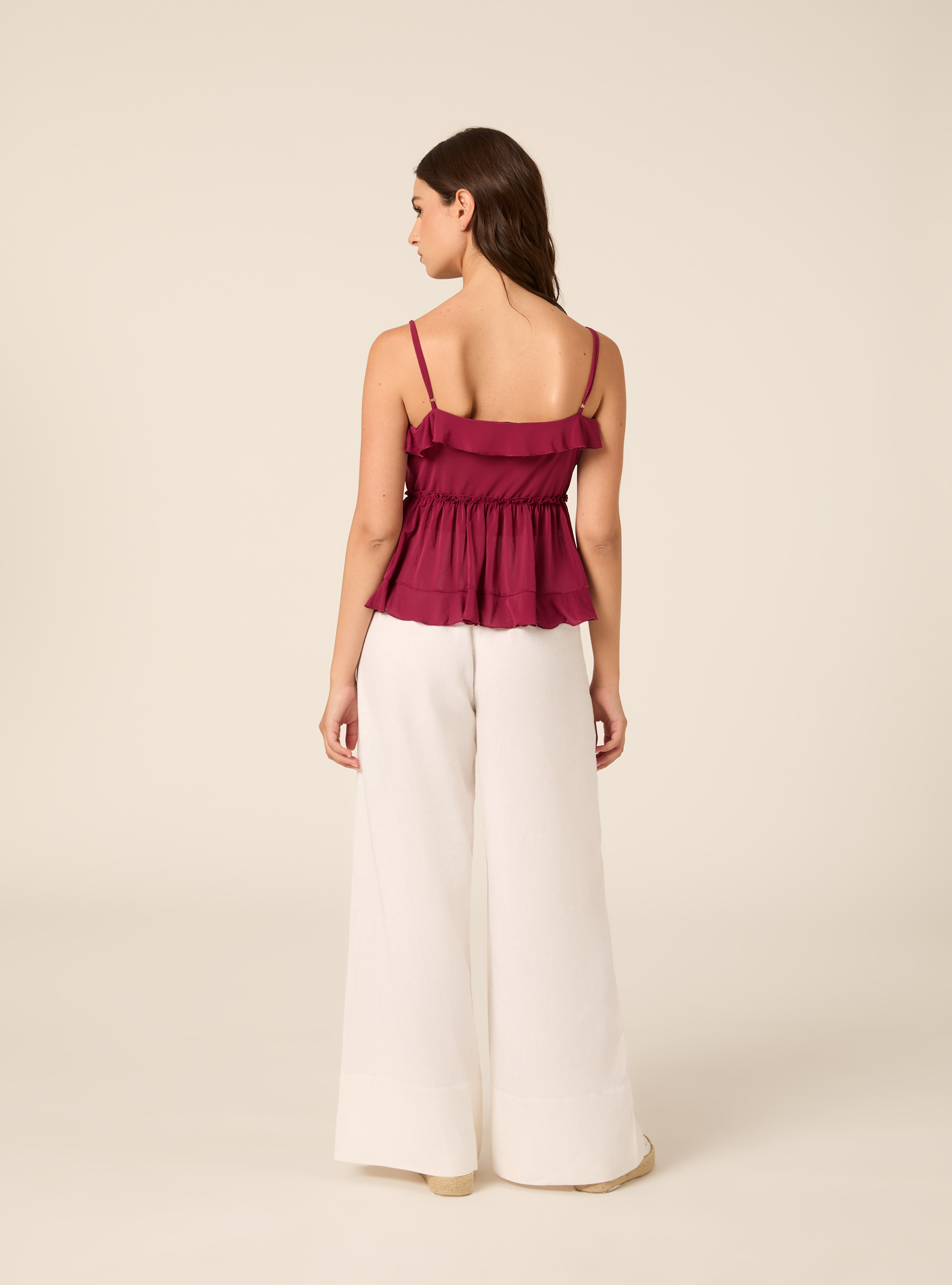 Top con spalline e volant, PK3 PINK LIGHT