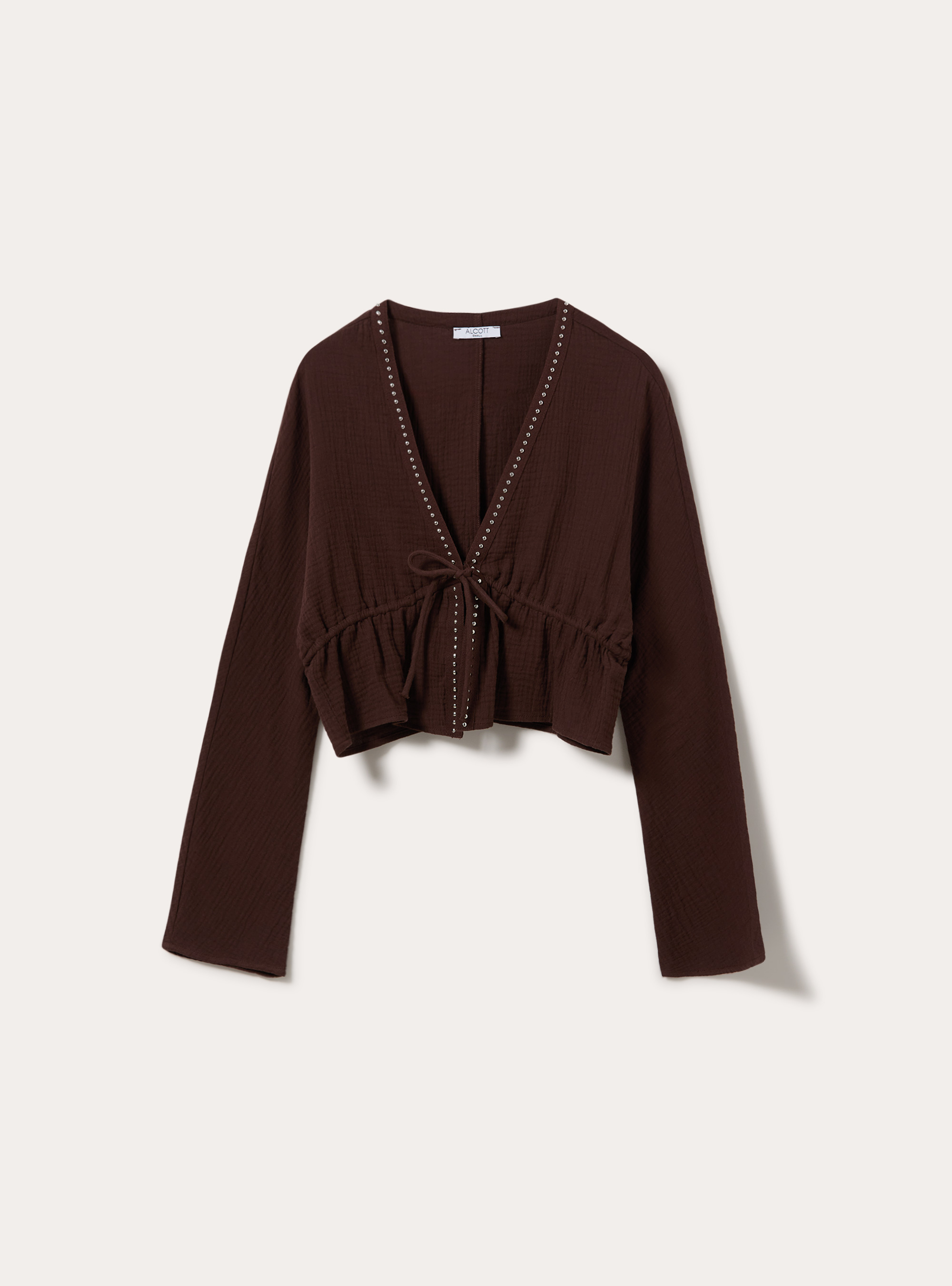 Blusa con borchie, BR1 BROWN DARK