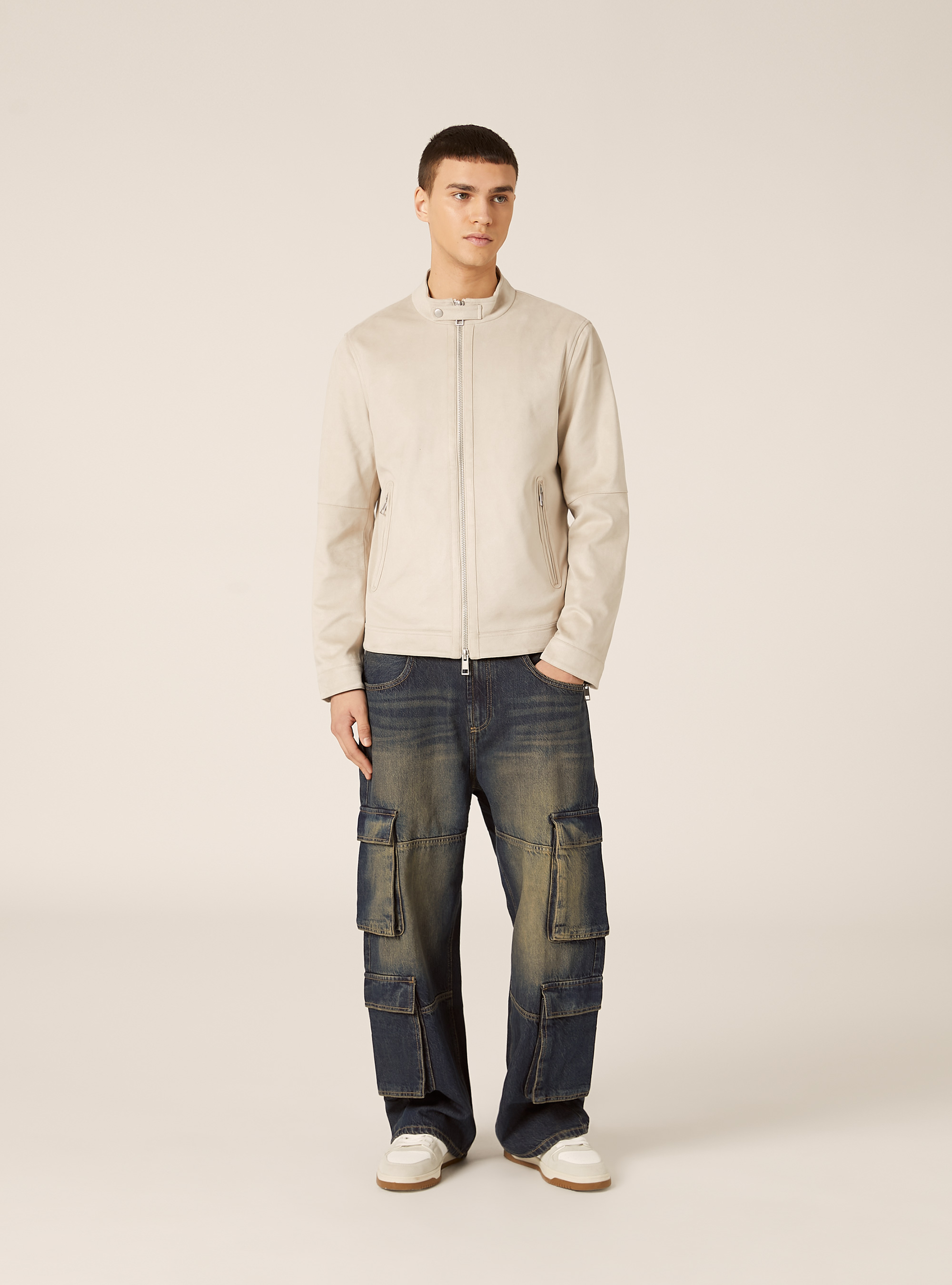 Giubbino effetto suede basico, CR3 CREAM LIGHT