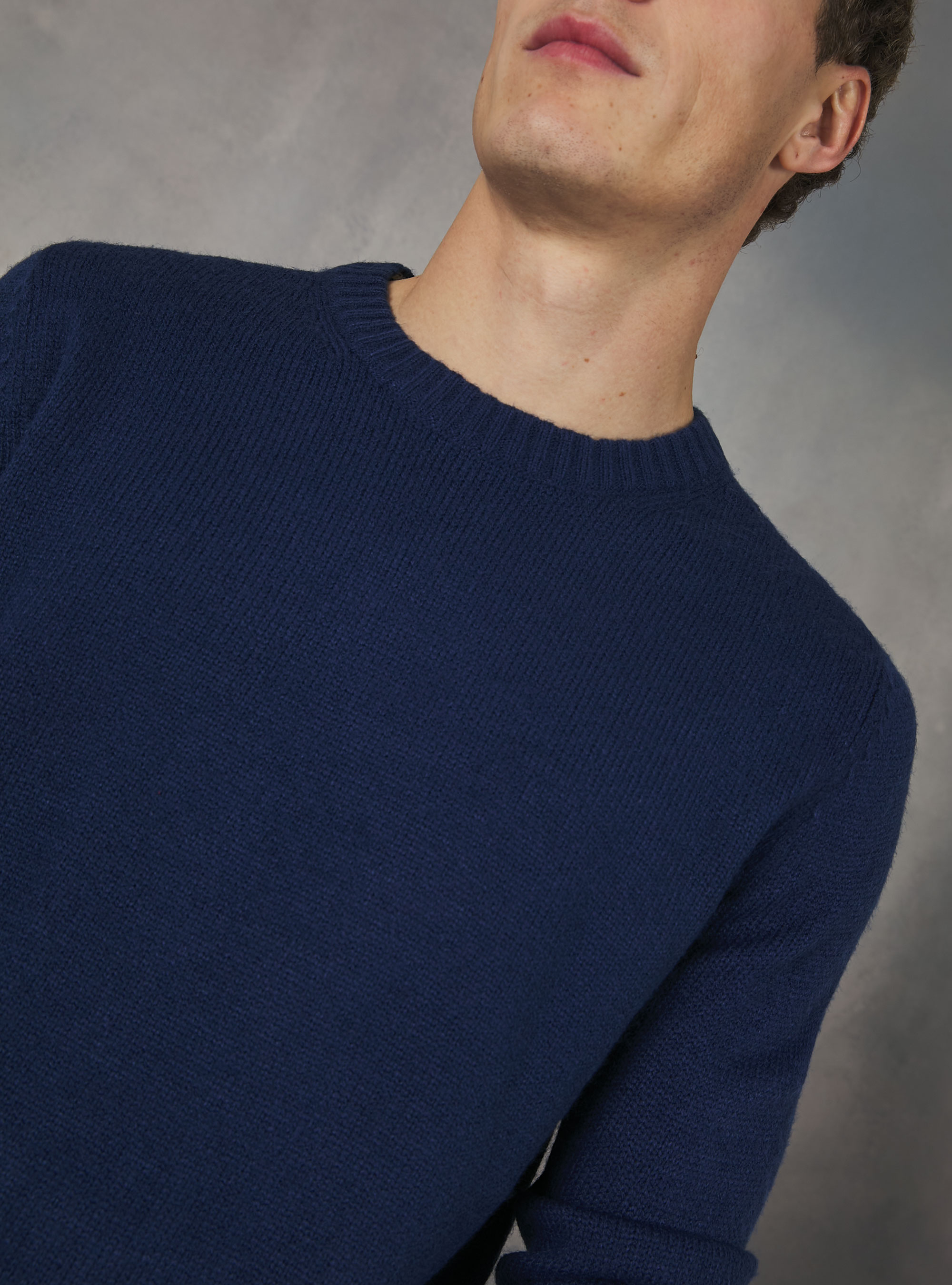 Pullover caldo effetto cachemire, MNA2 NAVY MEL MED