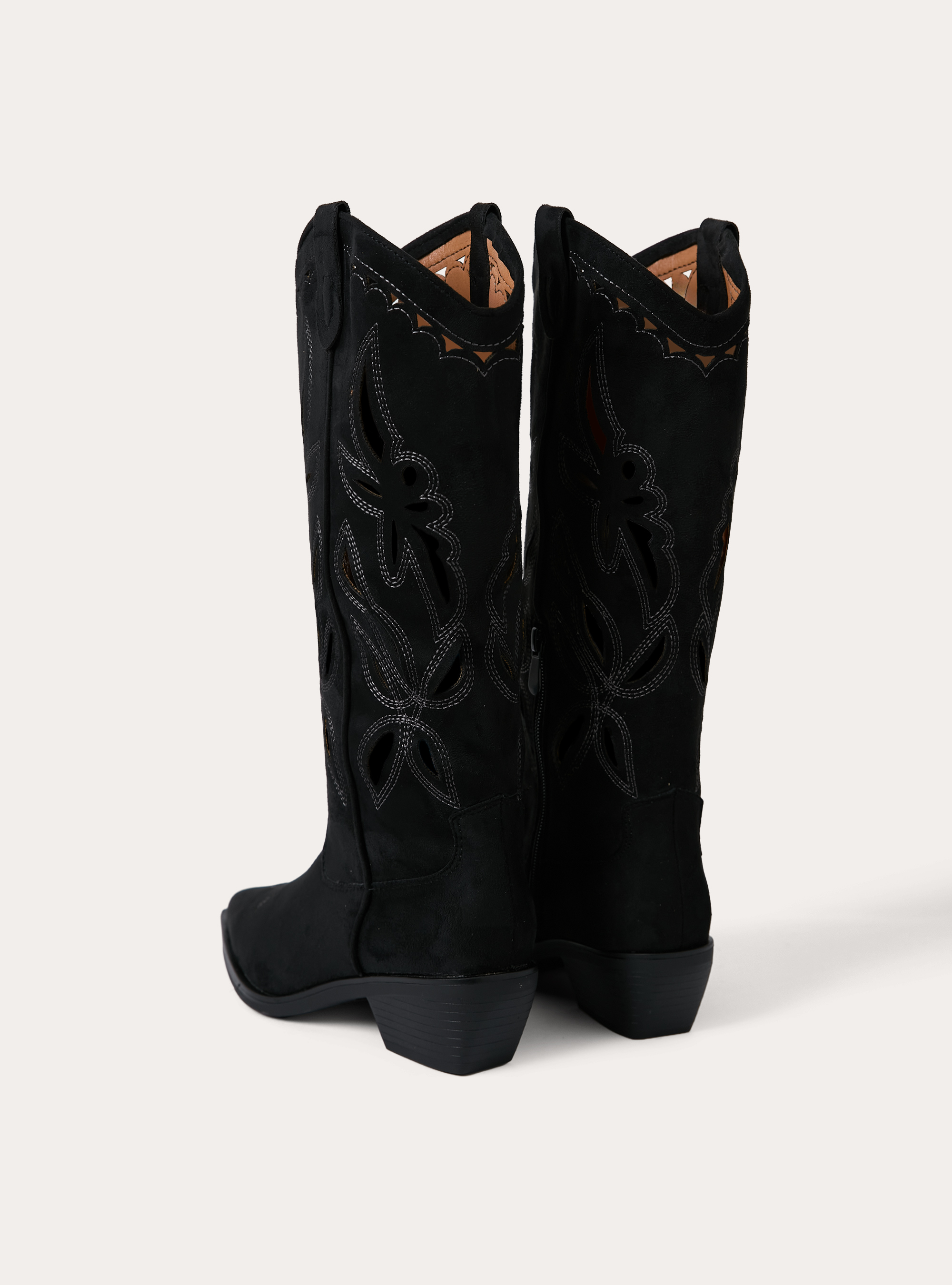 Stivali camperos traforati effetto camoscio, BK1 BLACK