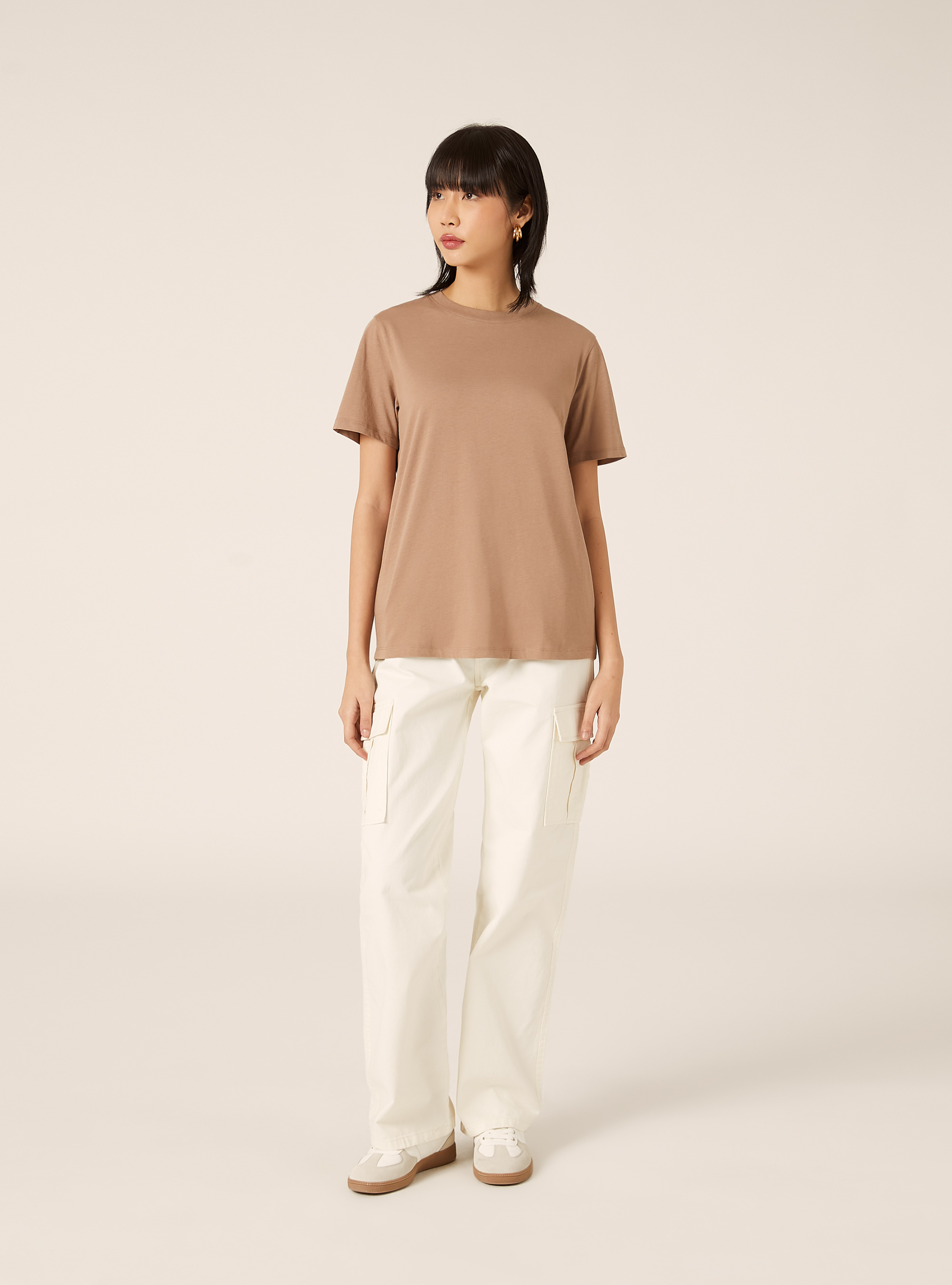 Cotton crew neck T-shirt, BR3 BROWN LIGHT