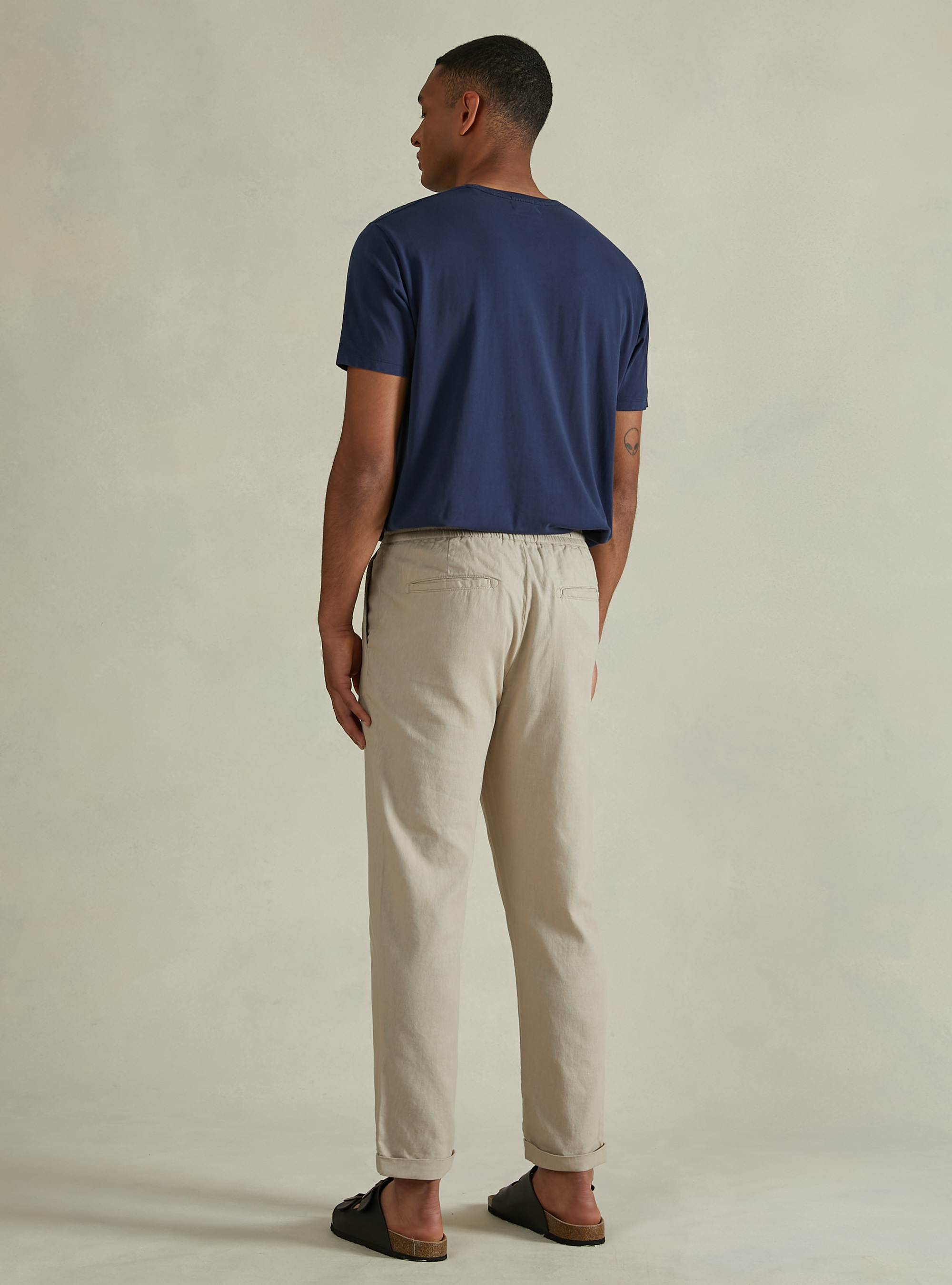 Pantalon en lin &agrave; plis, SA3 SAND LIGHT