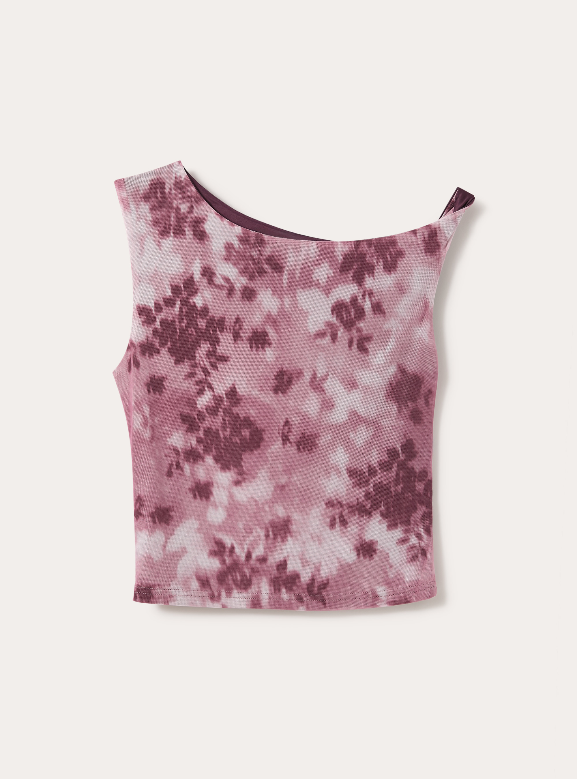 T-shirt asym&eacute;trique en tulle, PK1 PINK DARK