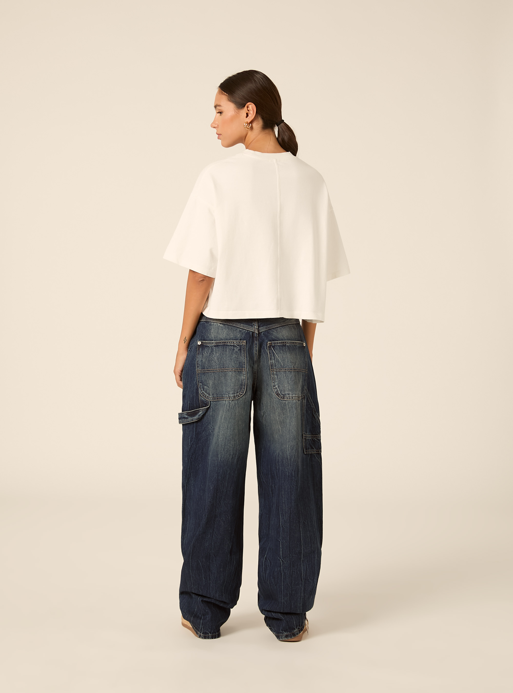 Jeans balloon carpenter con vita regolabile, D003 MEDIUM BLUE