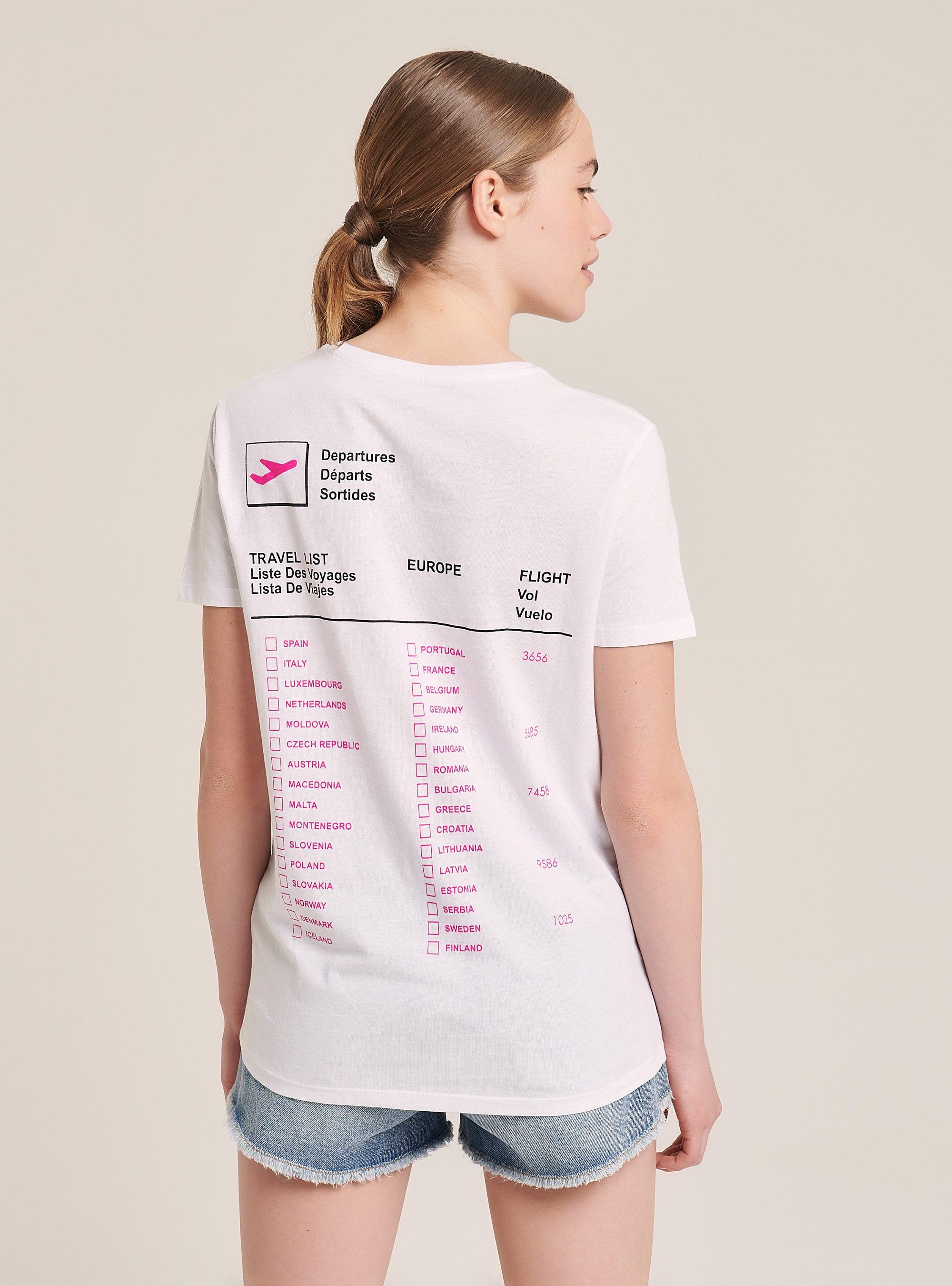 Maglietta girocollo con stampa lettering front e retro, WHITE