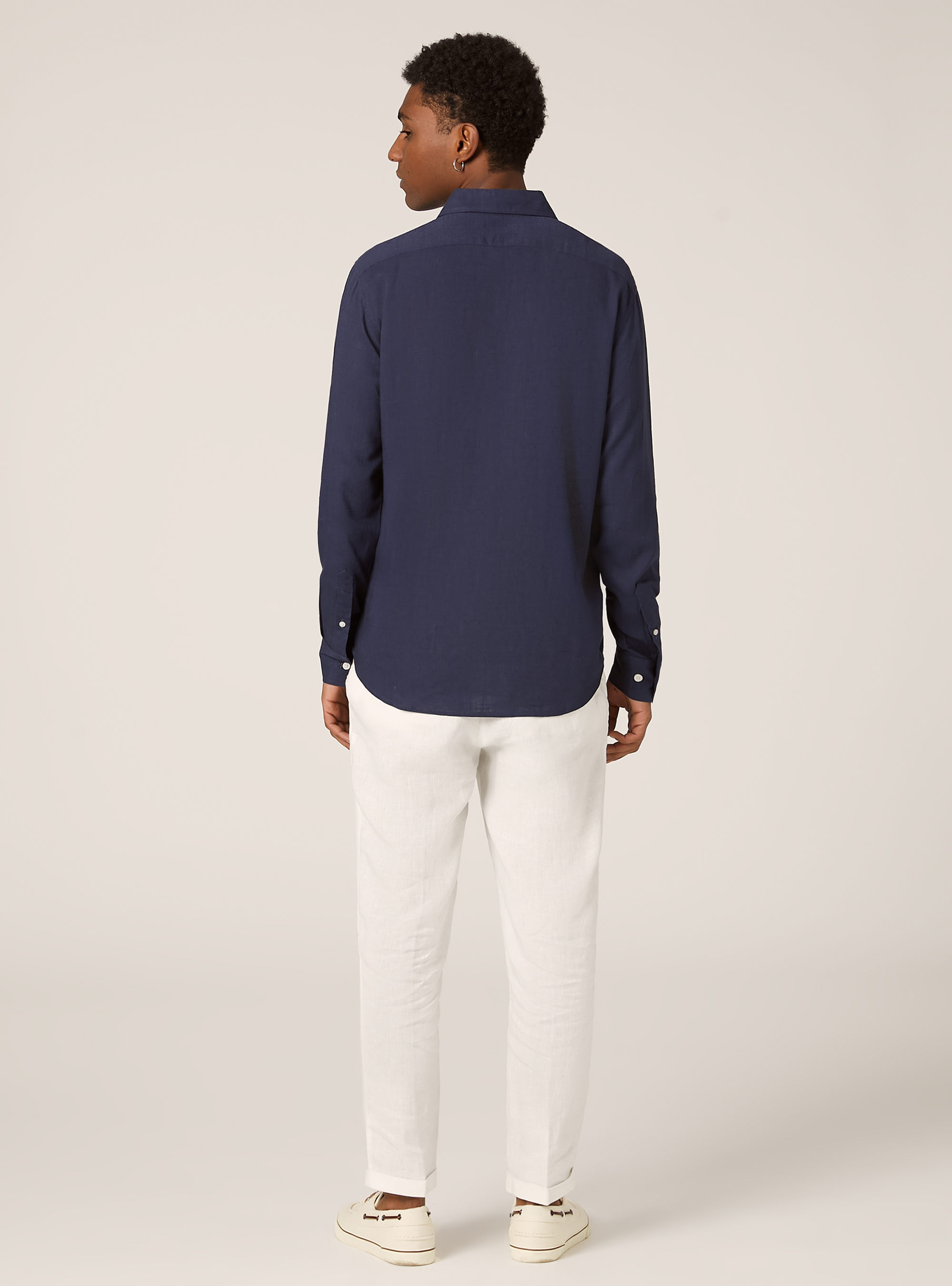 Linen blend shirt, BL2 BLUE MEDIUM