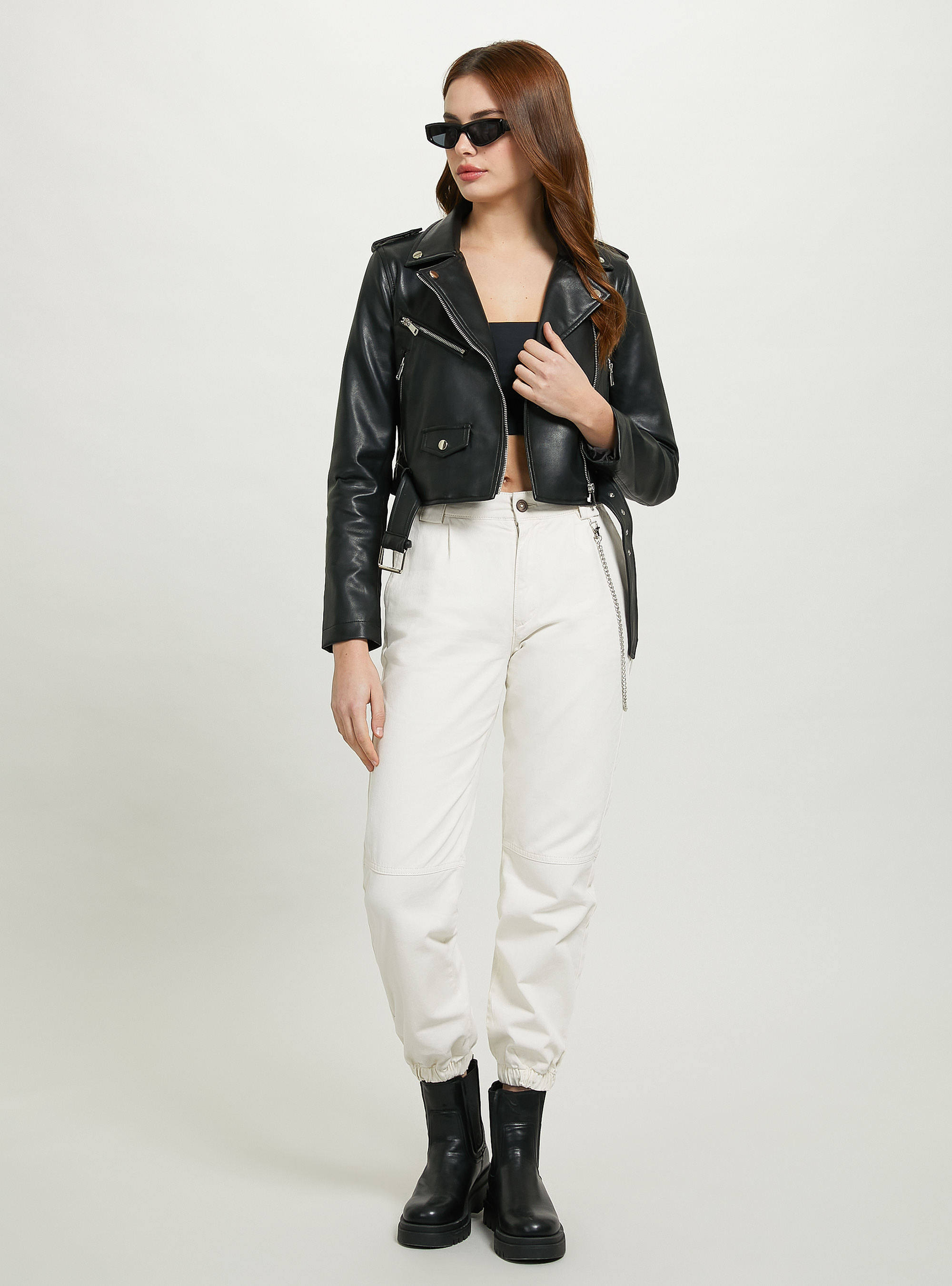 Cropped leather deals jacket zara