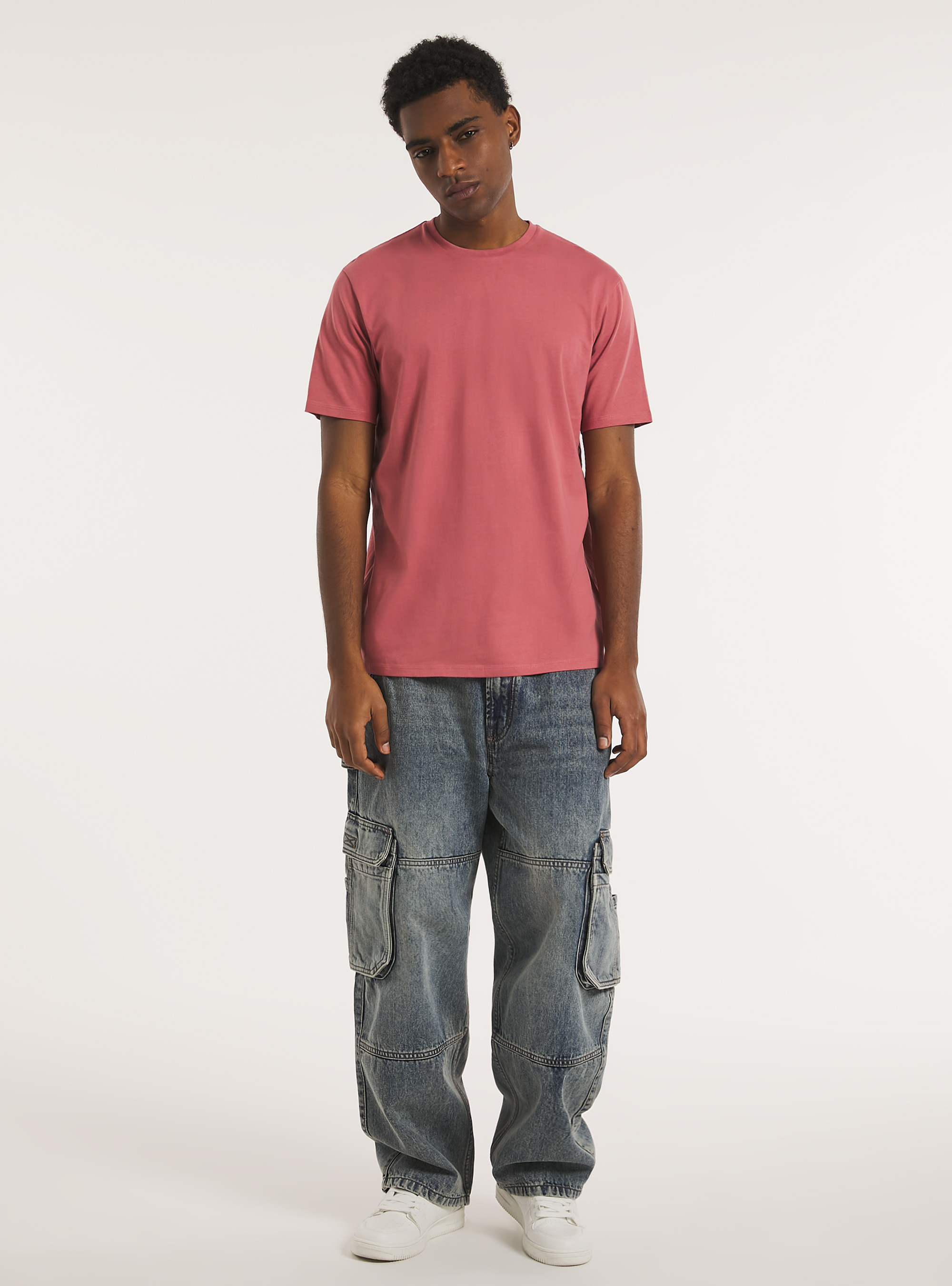 T-shirt en coton à col ras du cou, PK1 PINK DARK