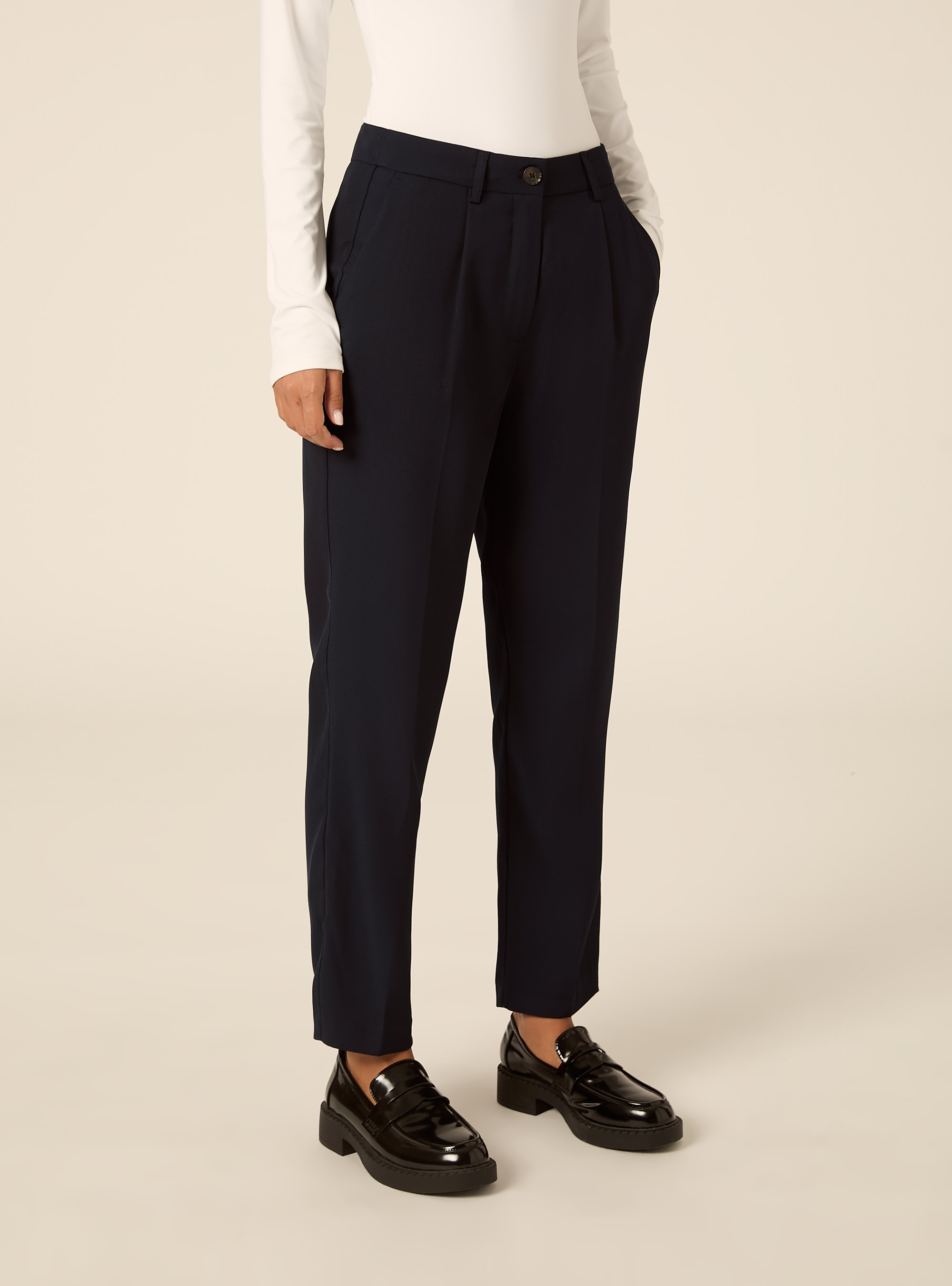 Pantaloni con pence, NA2 NAVY MEDIUM