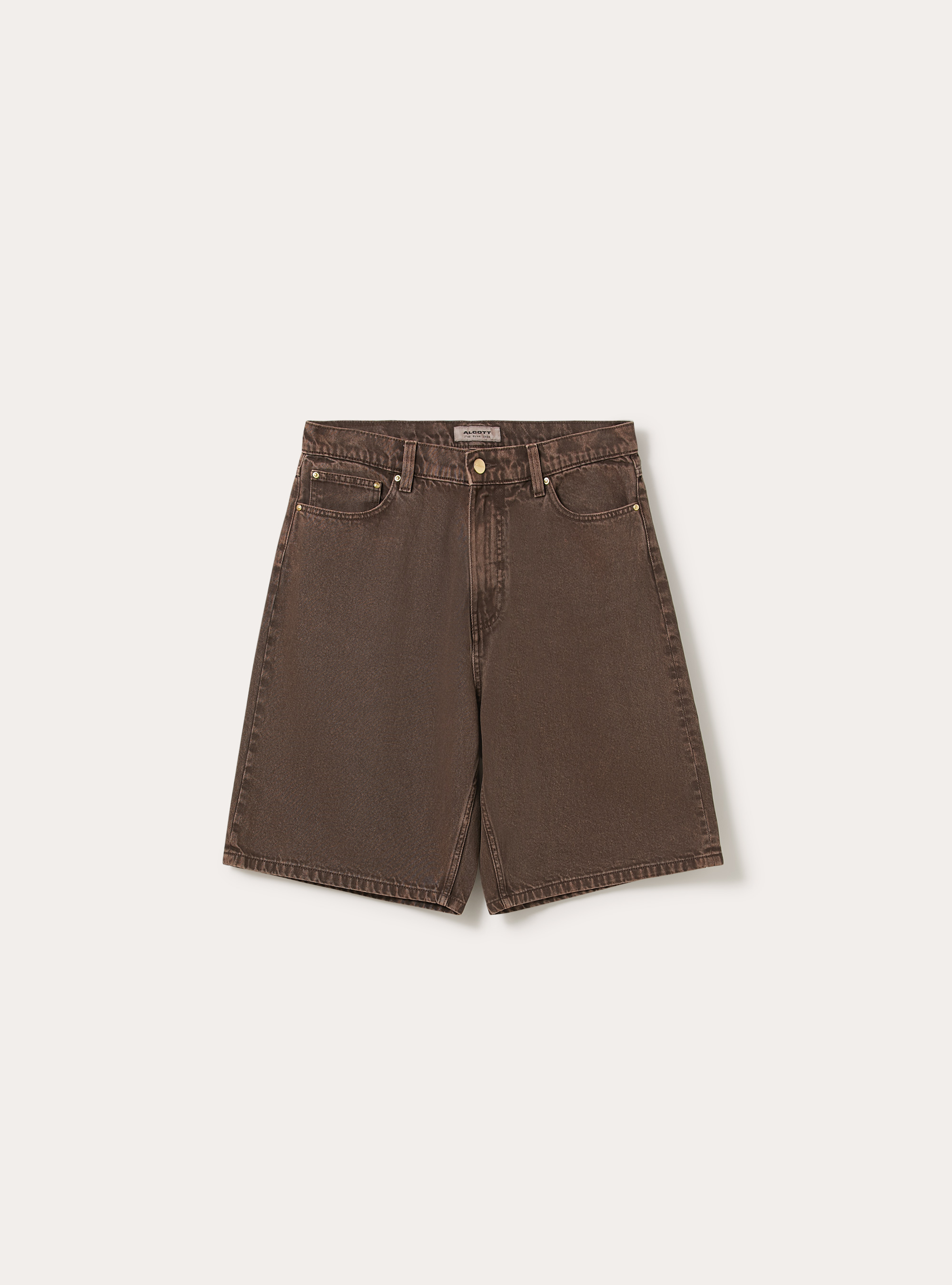 Bermuda jort in denim colorato, MARRONE MEDIO