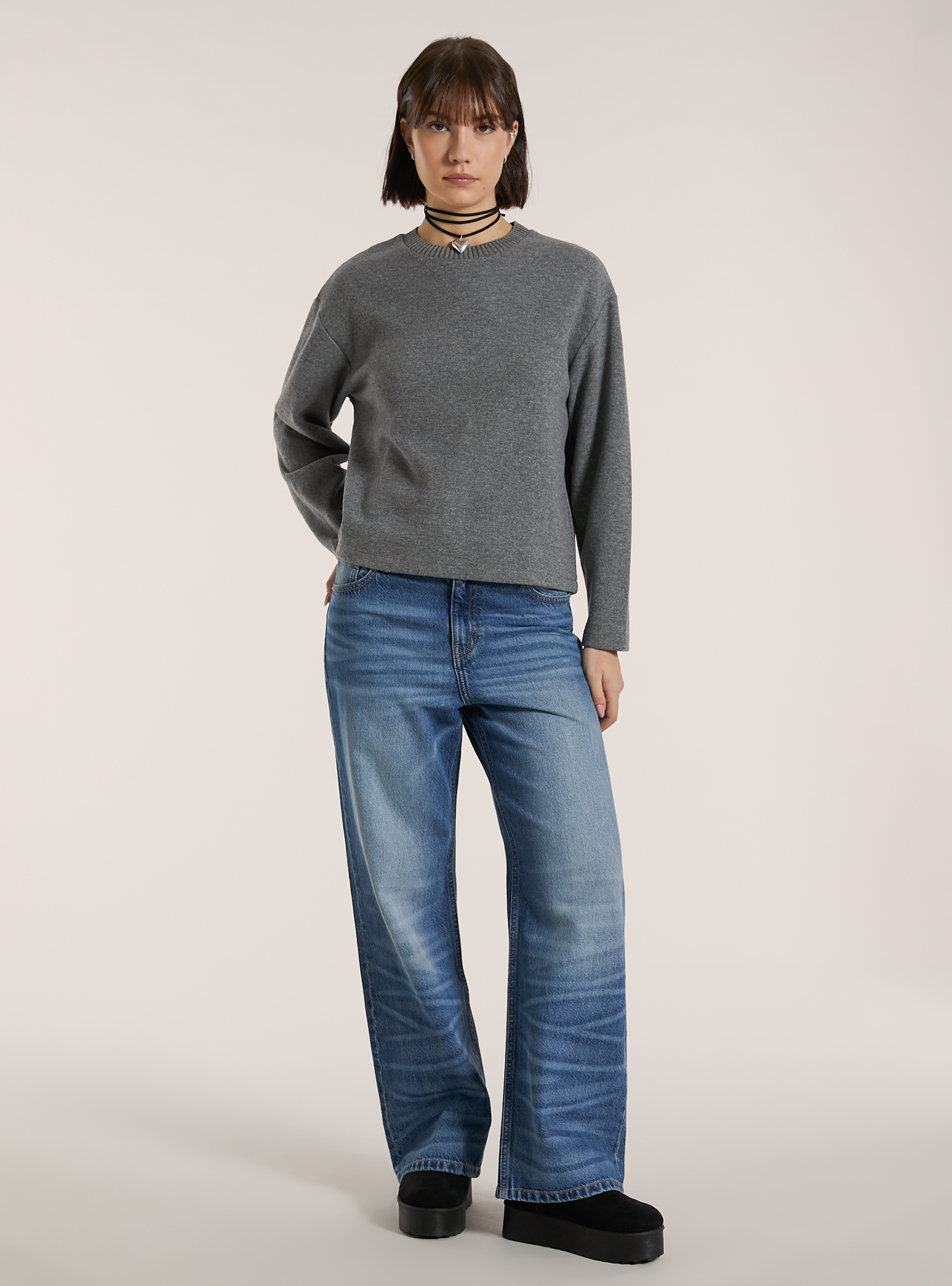 Pullover soft touch, MGY1 GREY MEL DARK