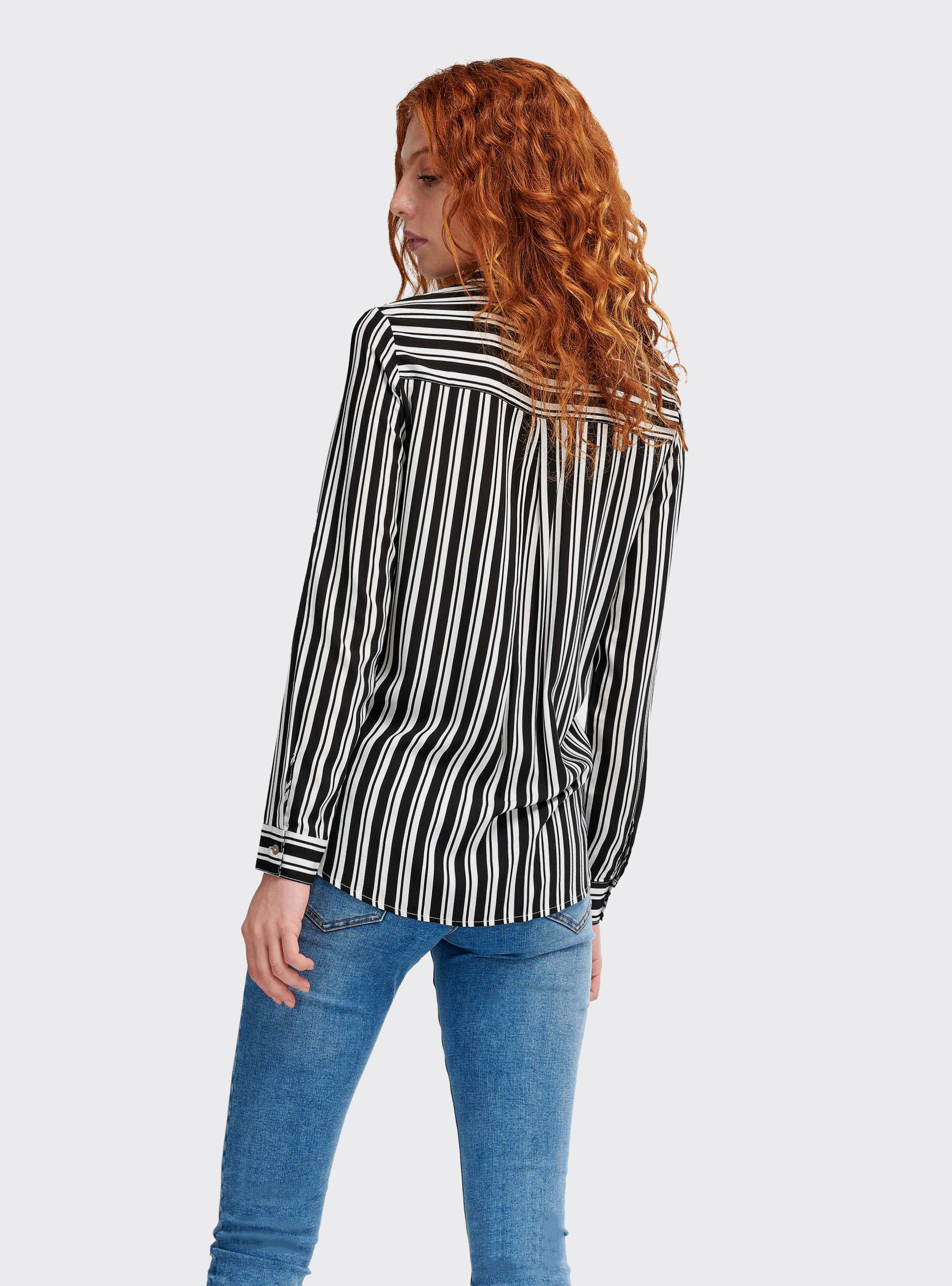 Camicia a righe fit morbido, MULTICOLORE