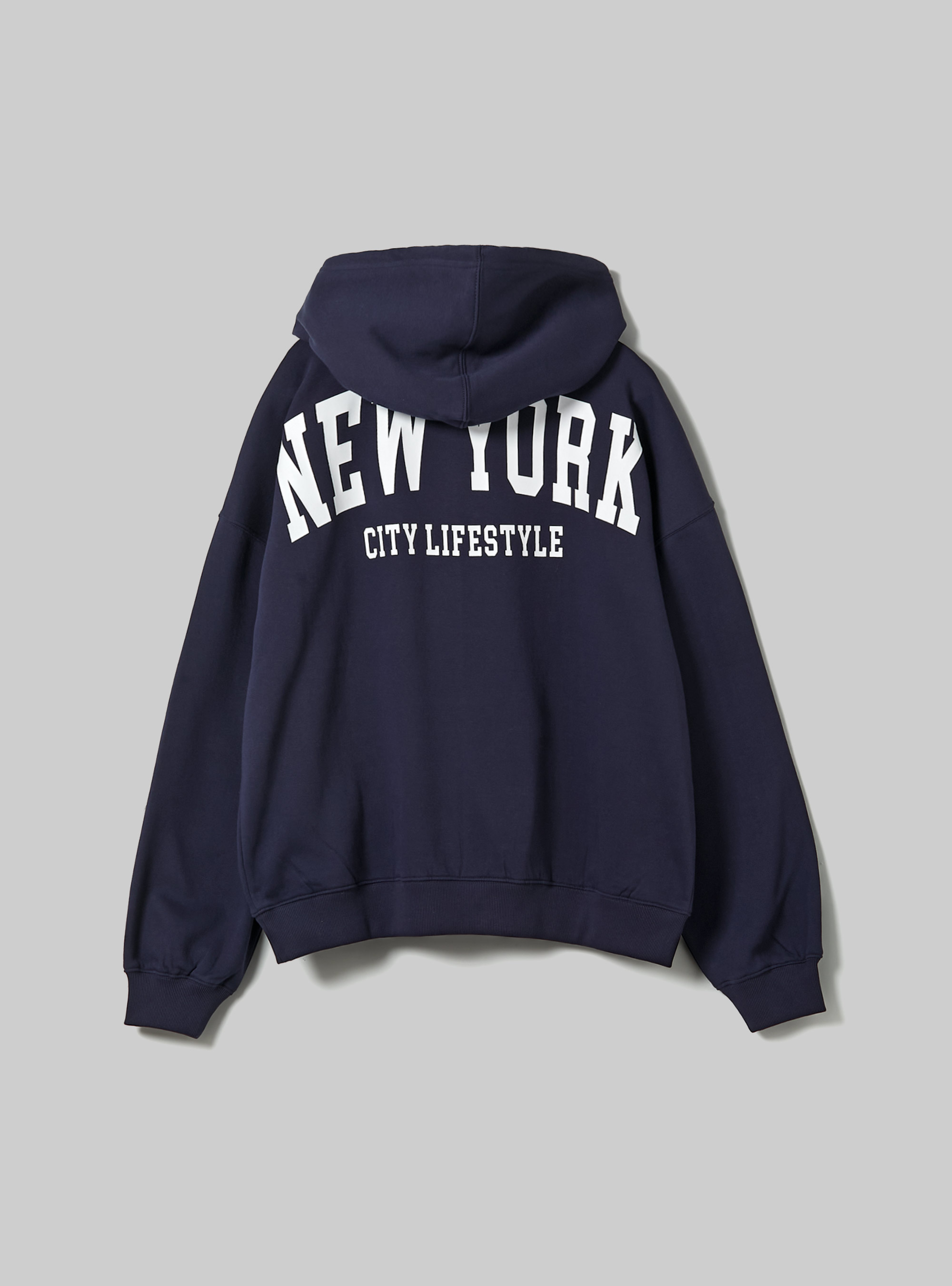 Sweatshirt with college print and hood, NA2 NAVY MEDIUM