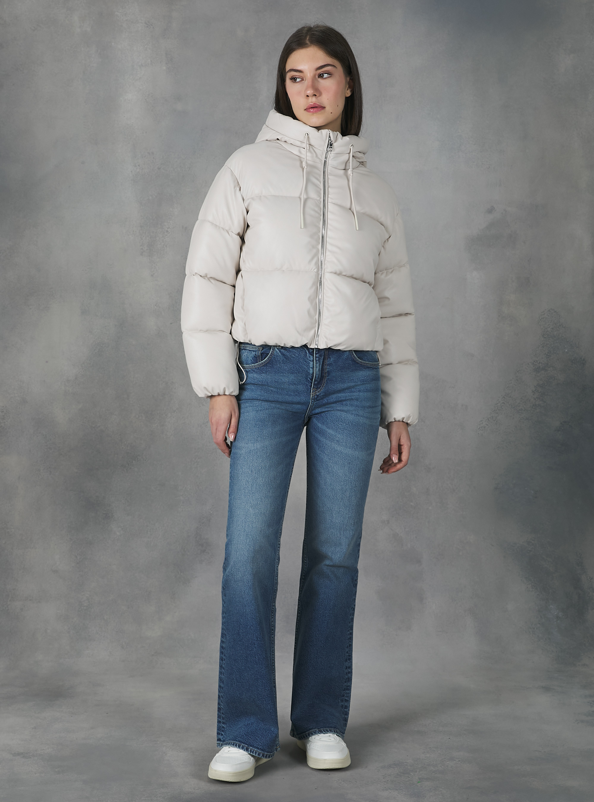 Leather-effect bomber jacket, WH1 OFF WHITE