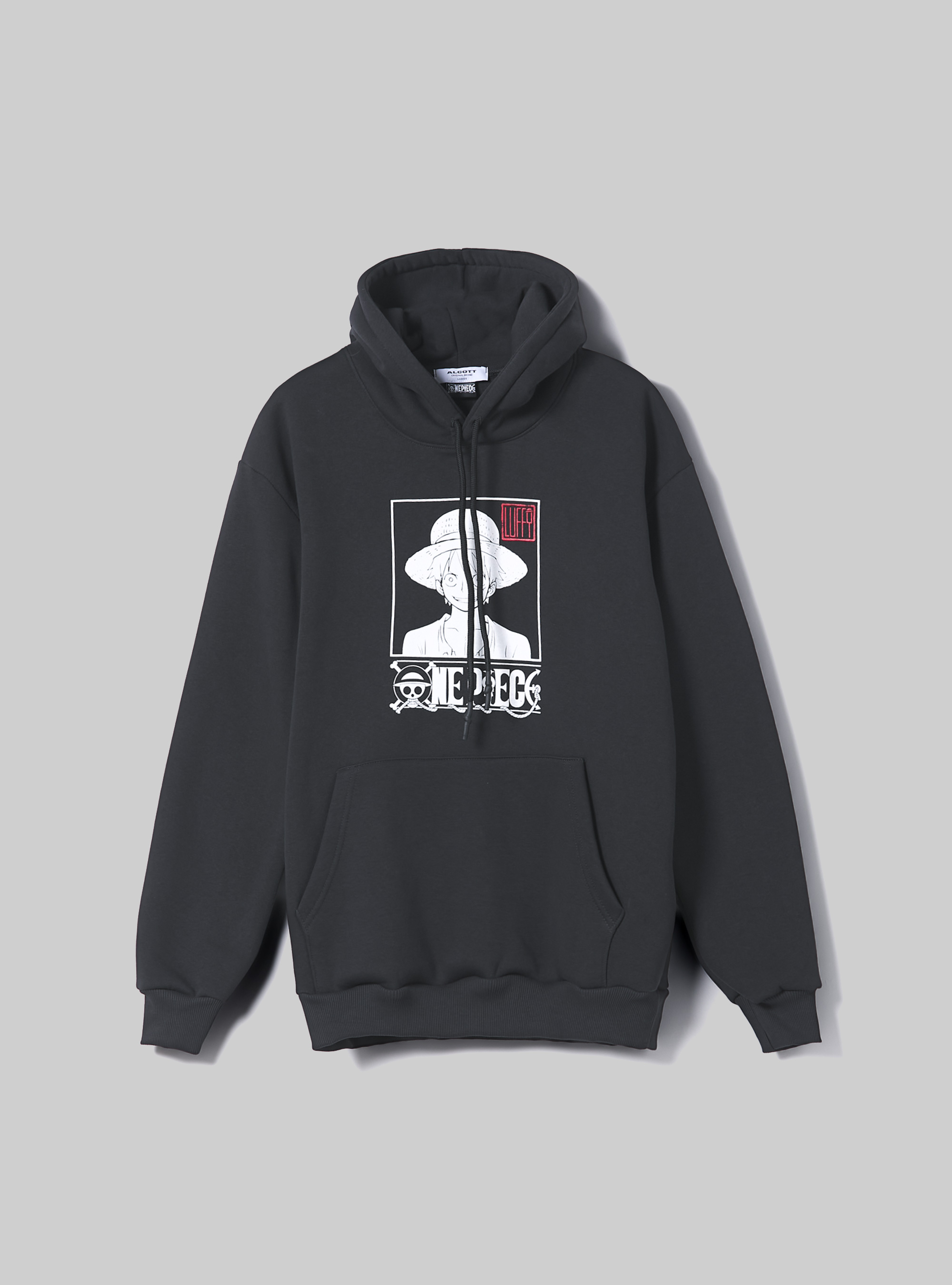 Felpa con grafica one piece, BK3 BLACK CHARCOAL