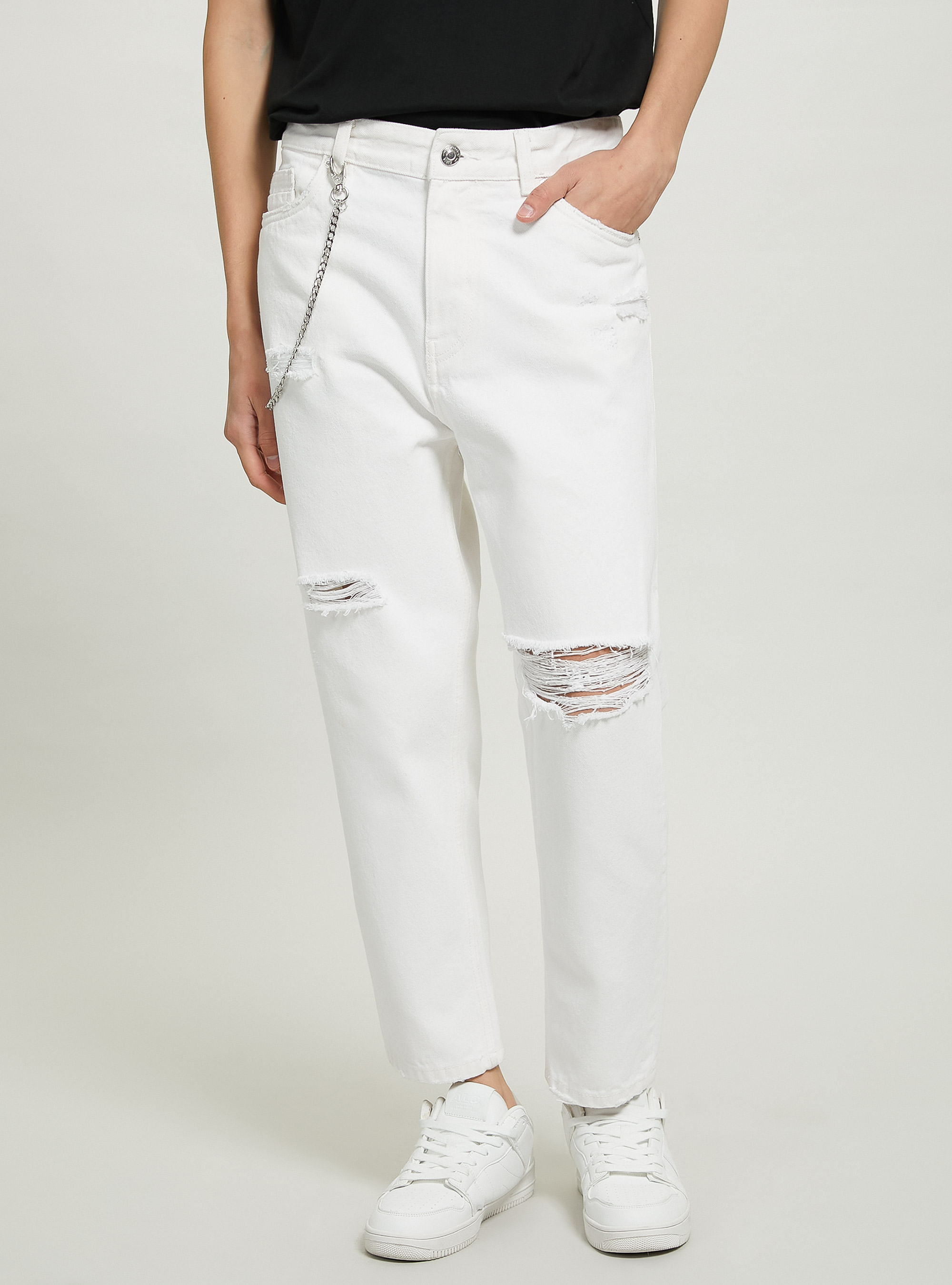 Jean décontracté avec chaine, WH2 WHITE