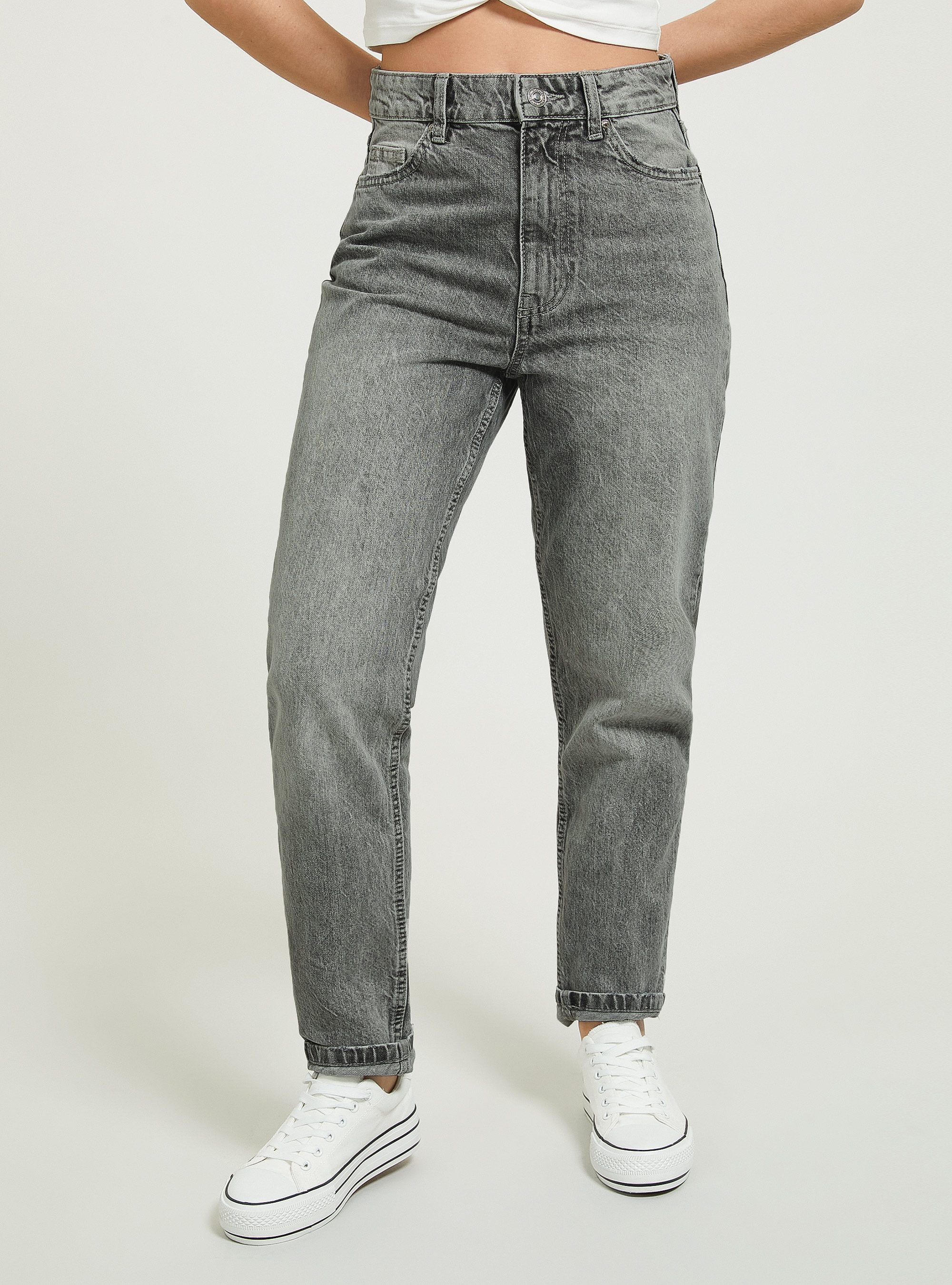 Mom Fit Jeans, D00G GREY