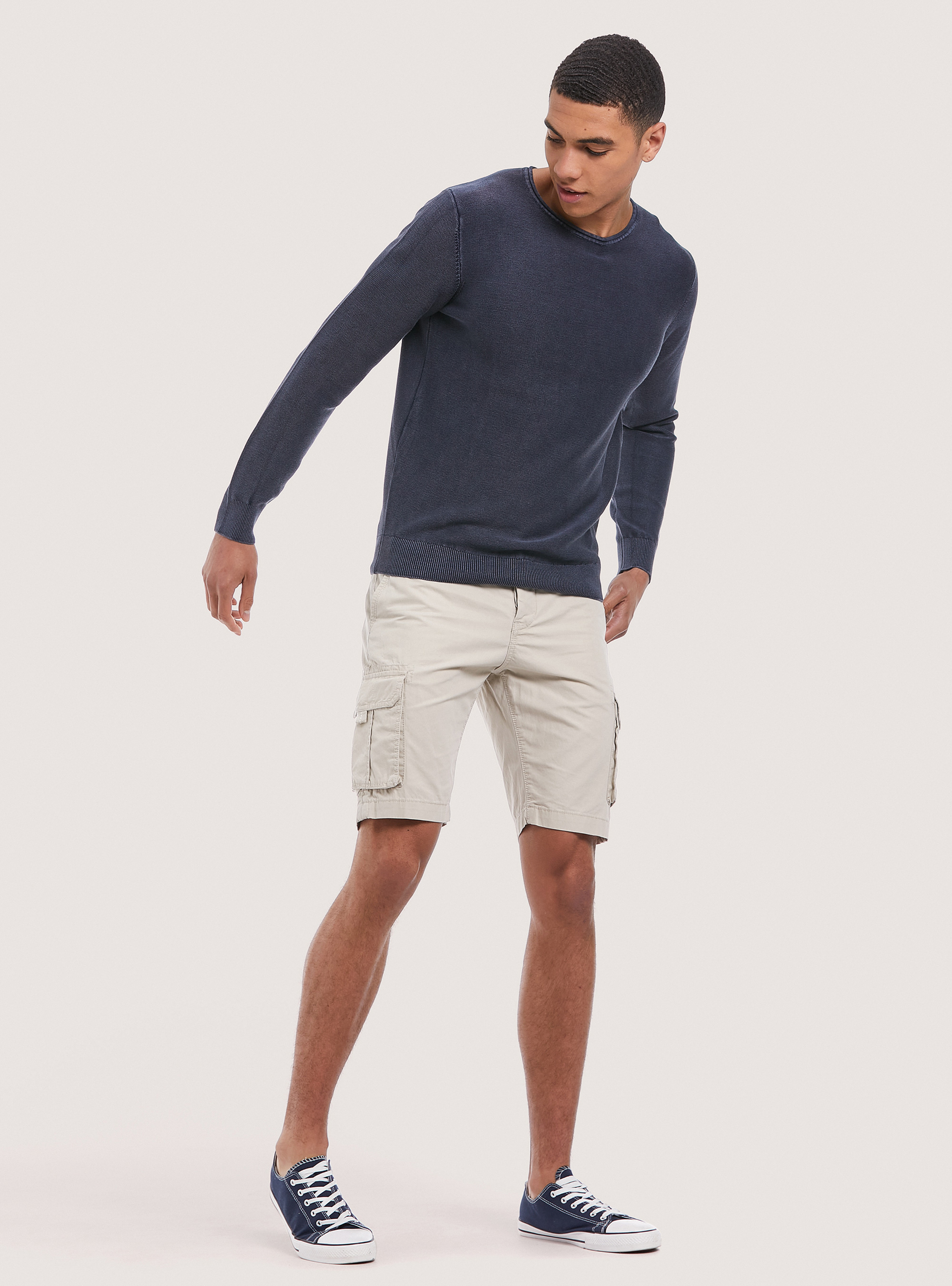 Pullover acidato in cotone, BLUE