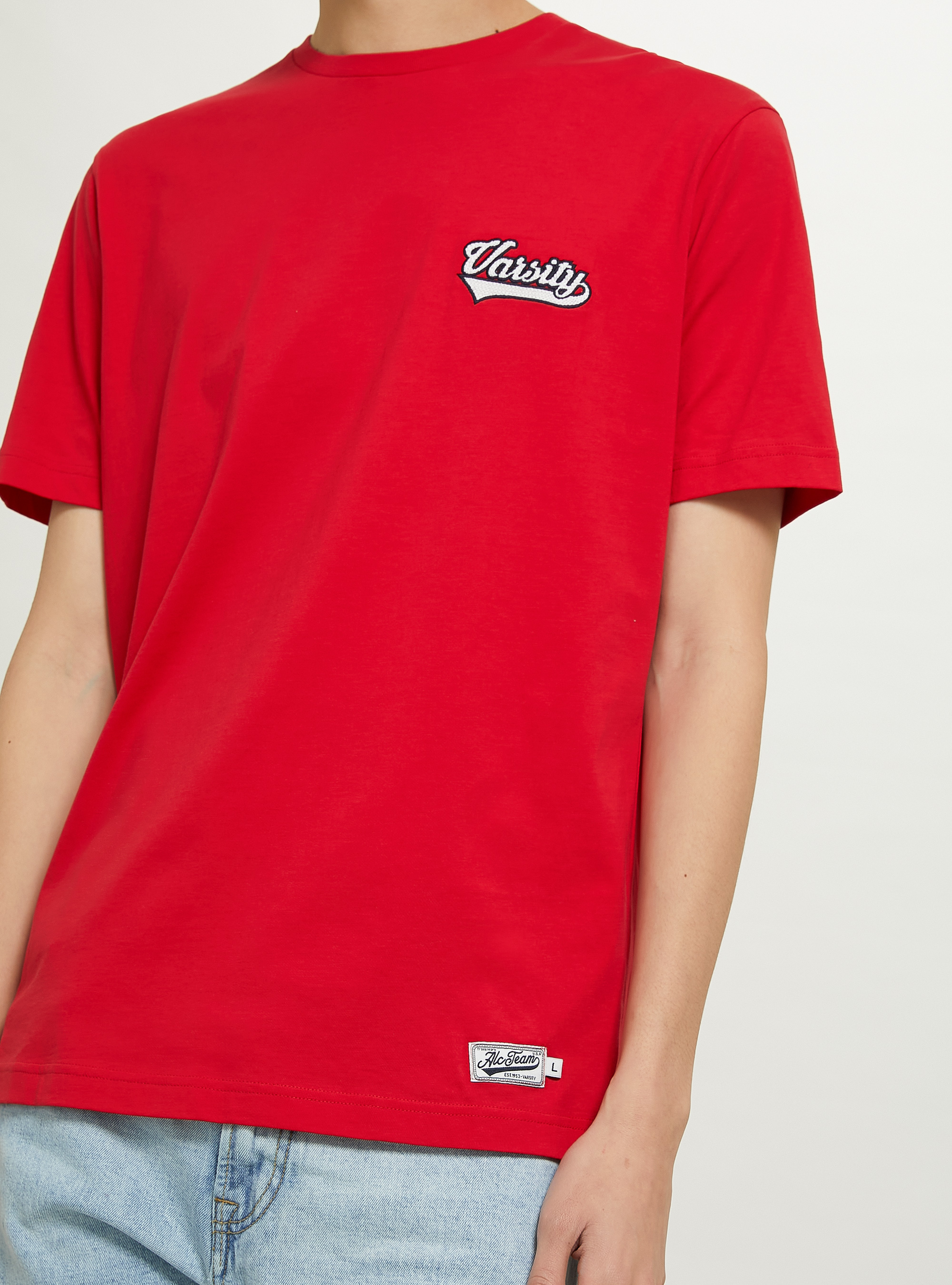 Maglietta in cotone con patch Varsity, C3376 RED