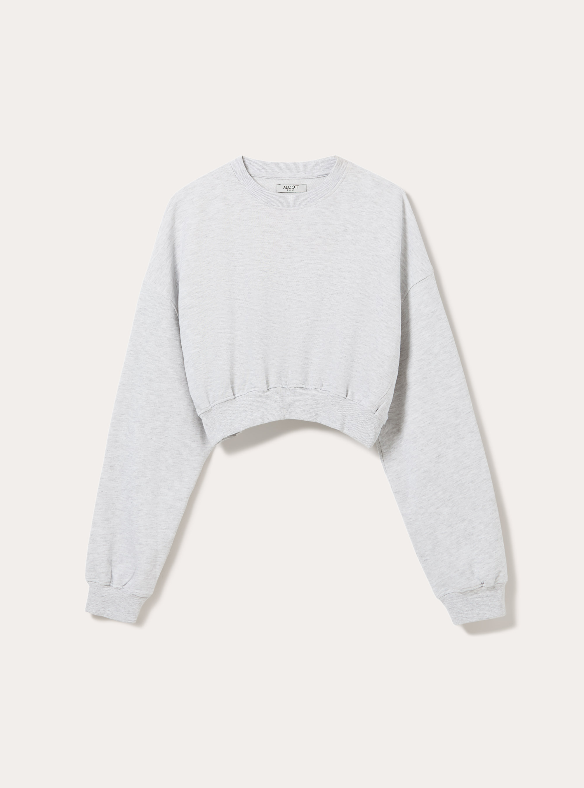 Felpa girocollo cropped, MGY3 GREY MEL LIGHT