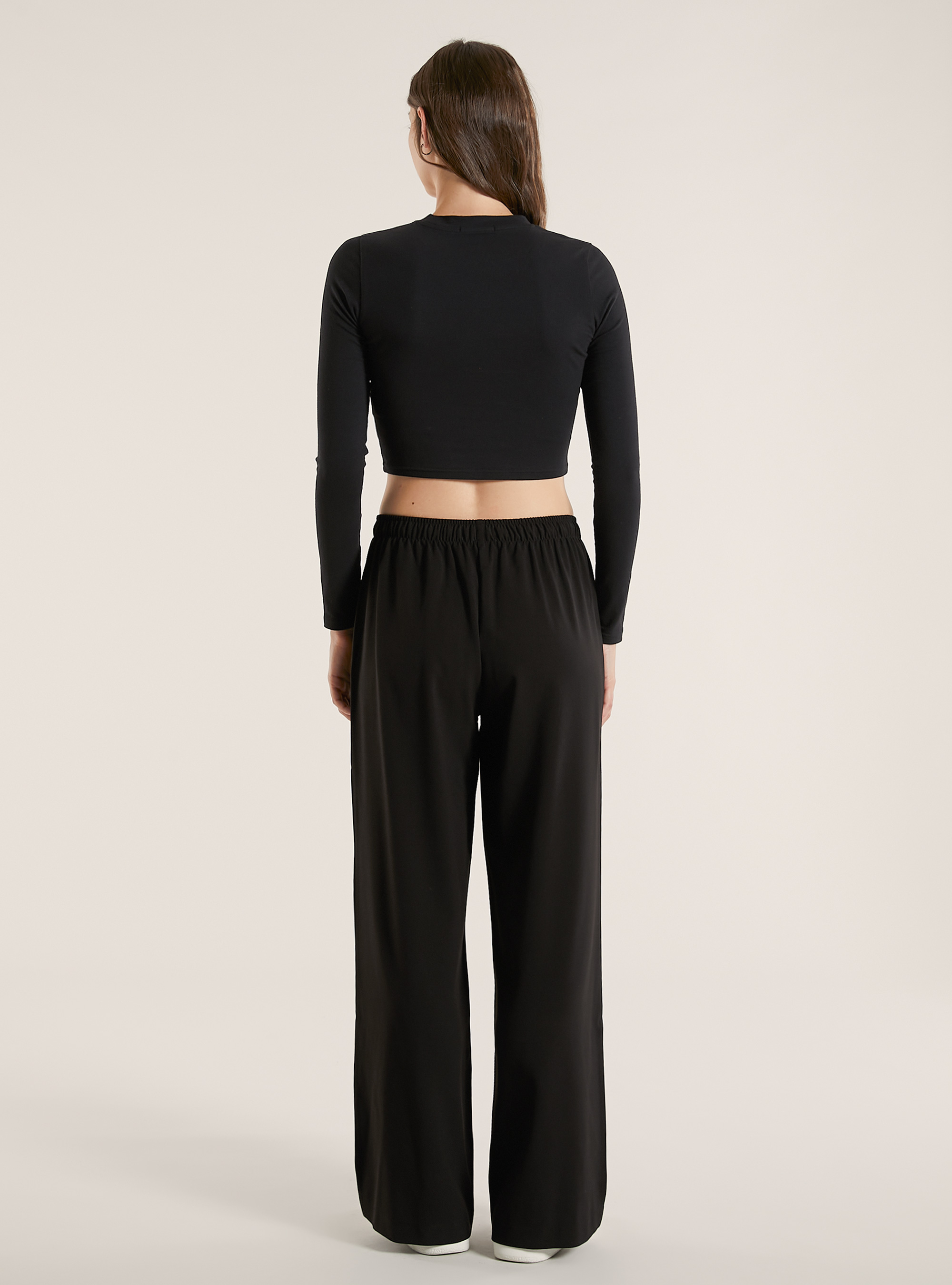 Pantalon &eacute;l&eacute;gant avec cordon de serrage, BK1 BLACK