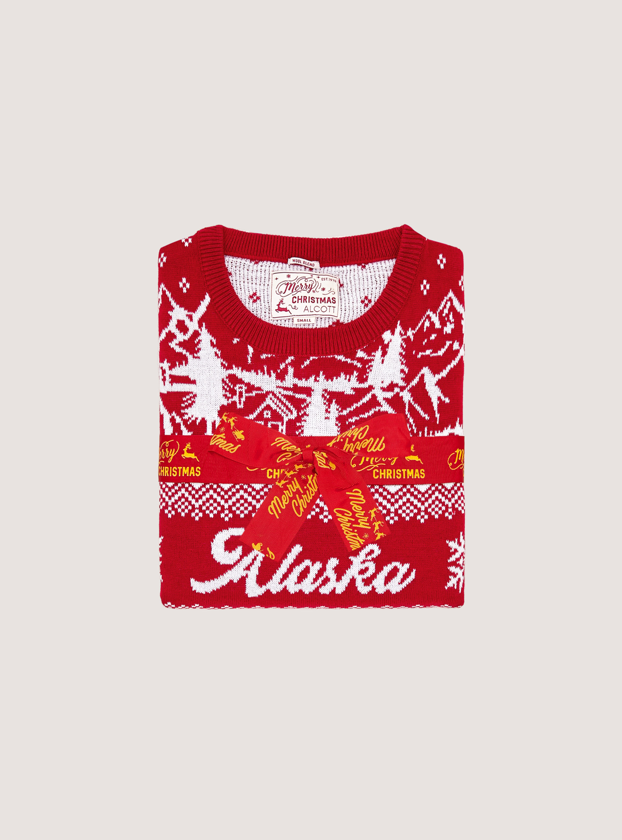 Christmas pullover with ''Alaska'' writing, RED