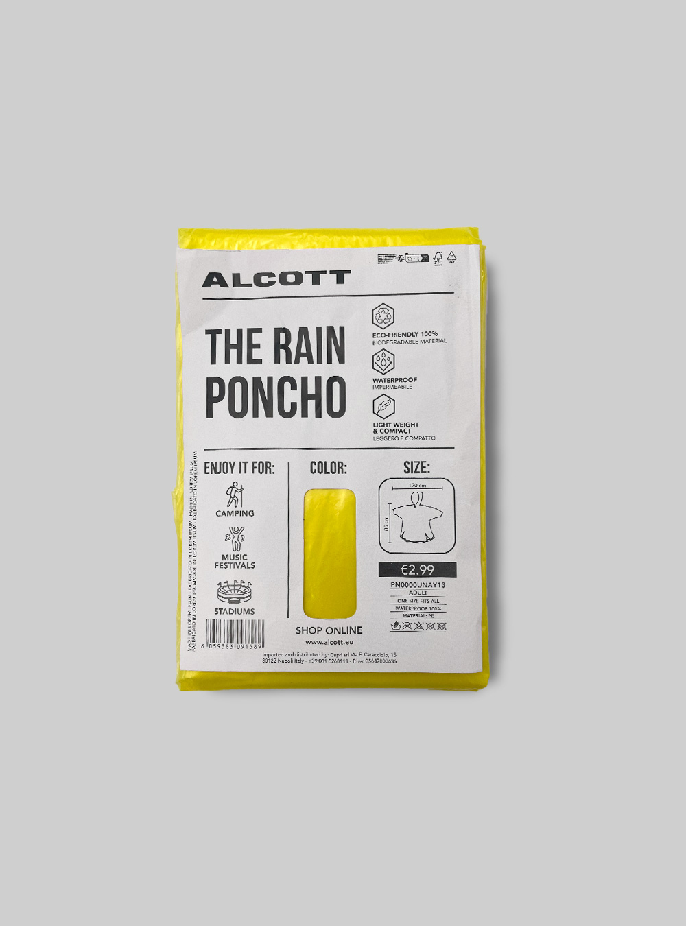 Poncho de pluie, YE2 YELLOW MEDIUM