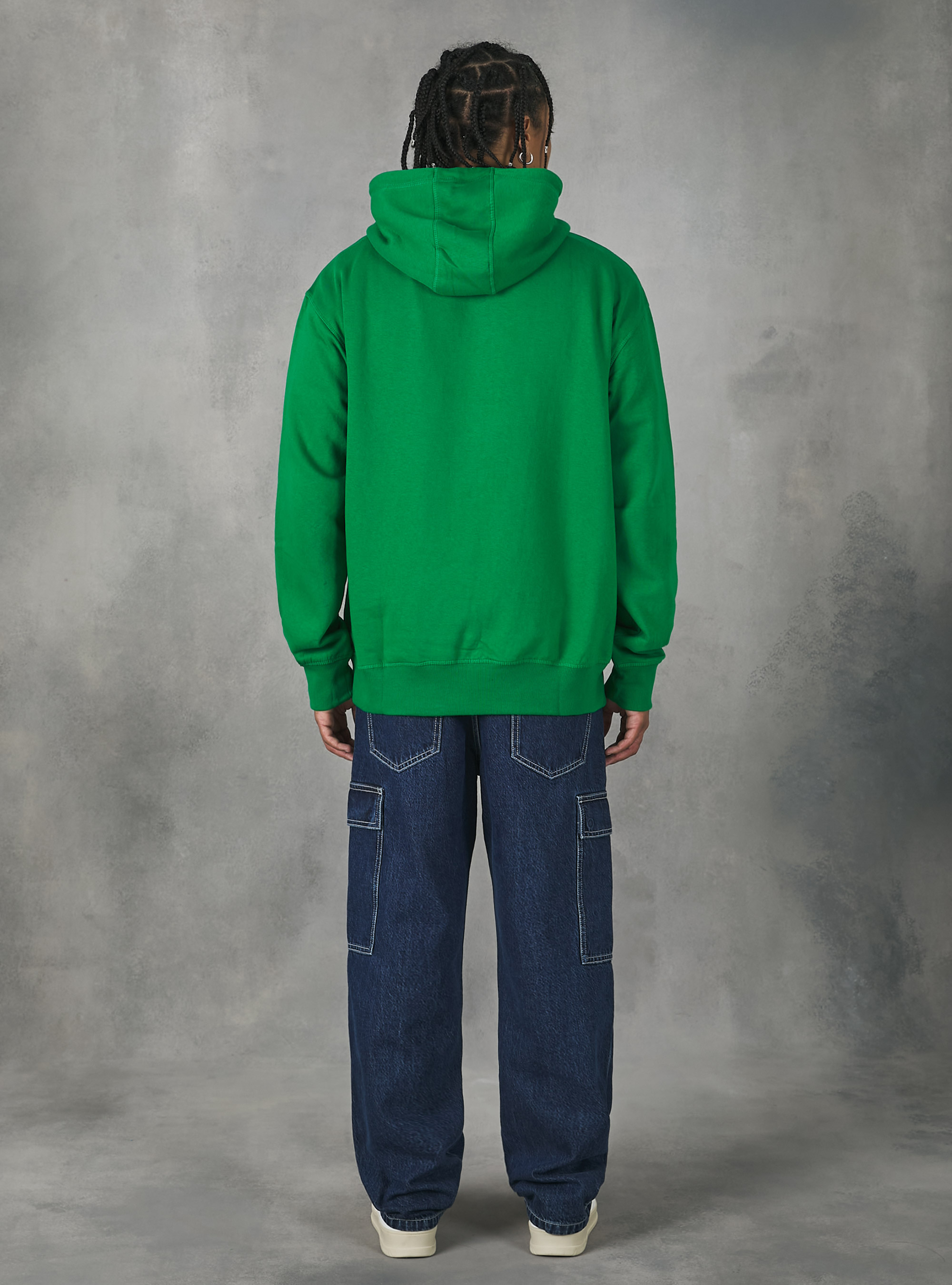 Hoodie with college patch, GN2 GREEN MEDIUM