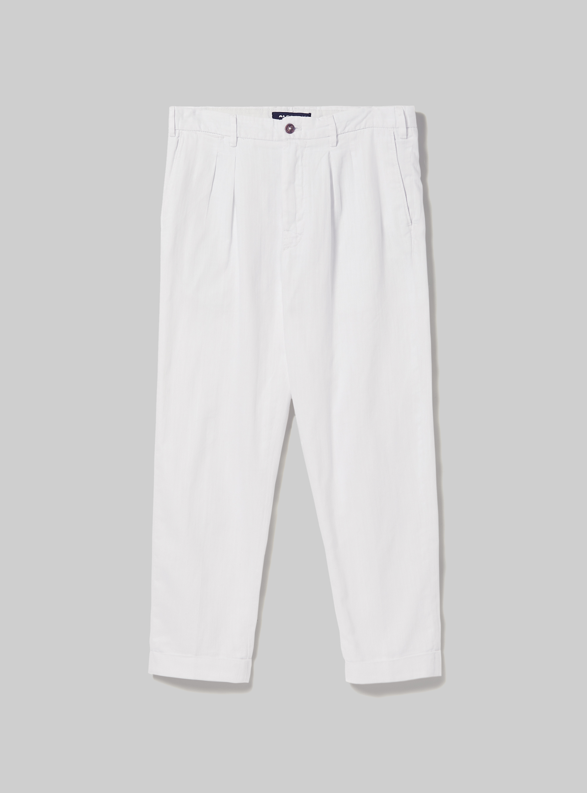 Linen-blend chinos with darts, WH1 OFF WHITE