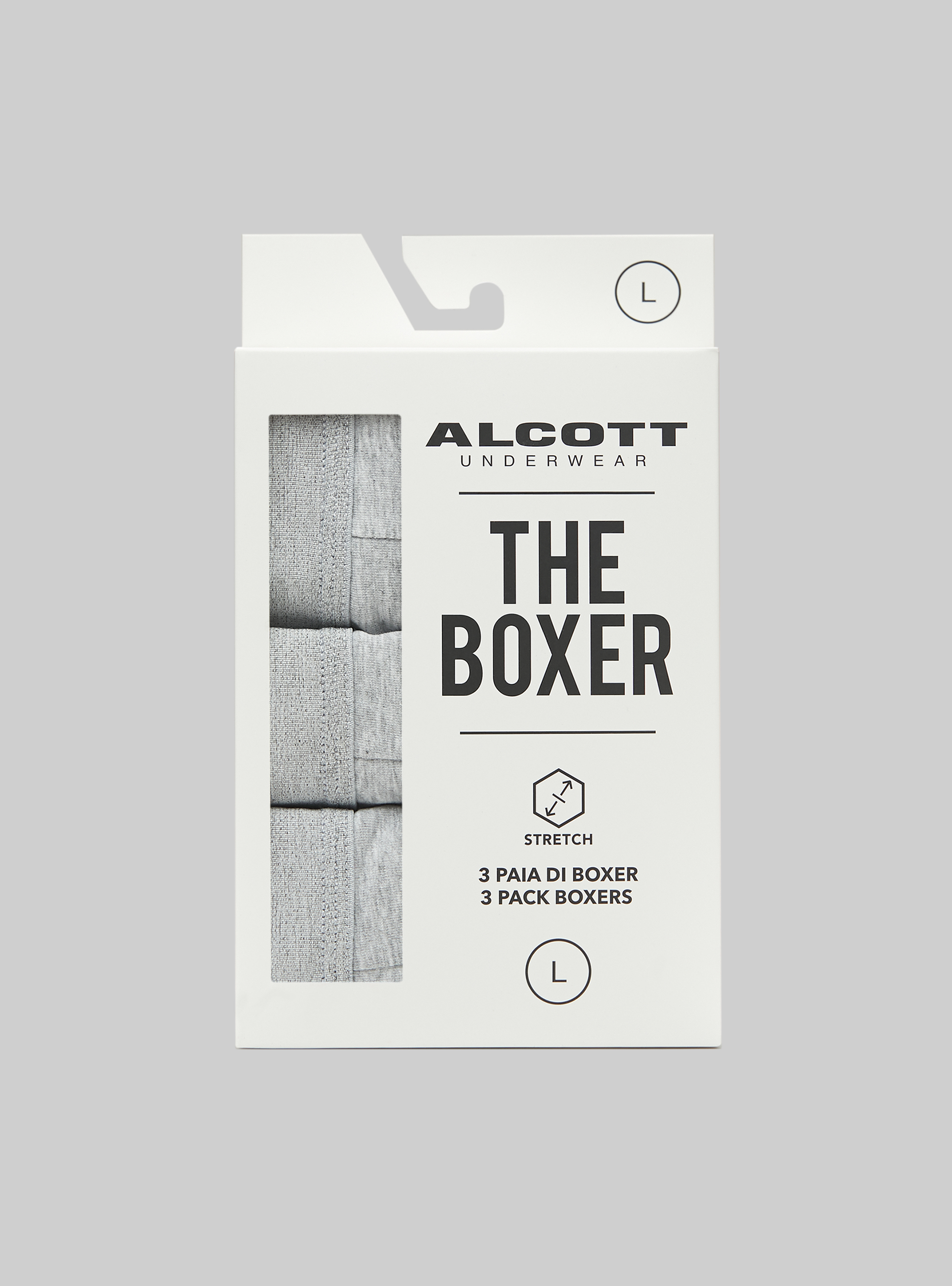 Set of 3 stretch cotton boxer shorts, MGY2 GREY MEL MEDIUM